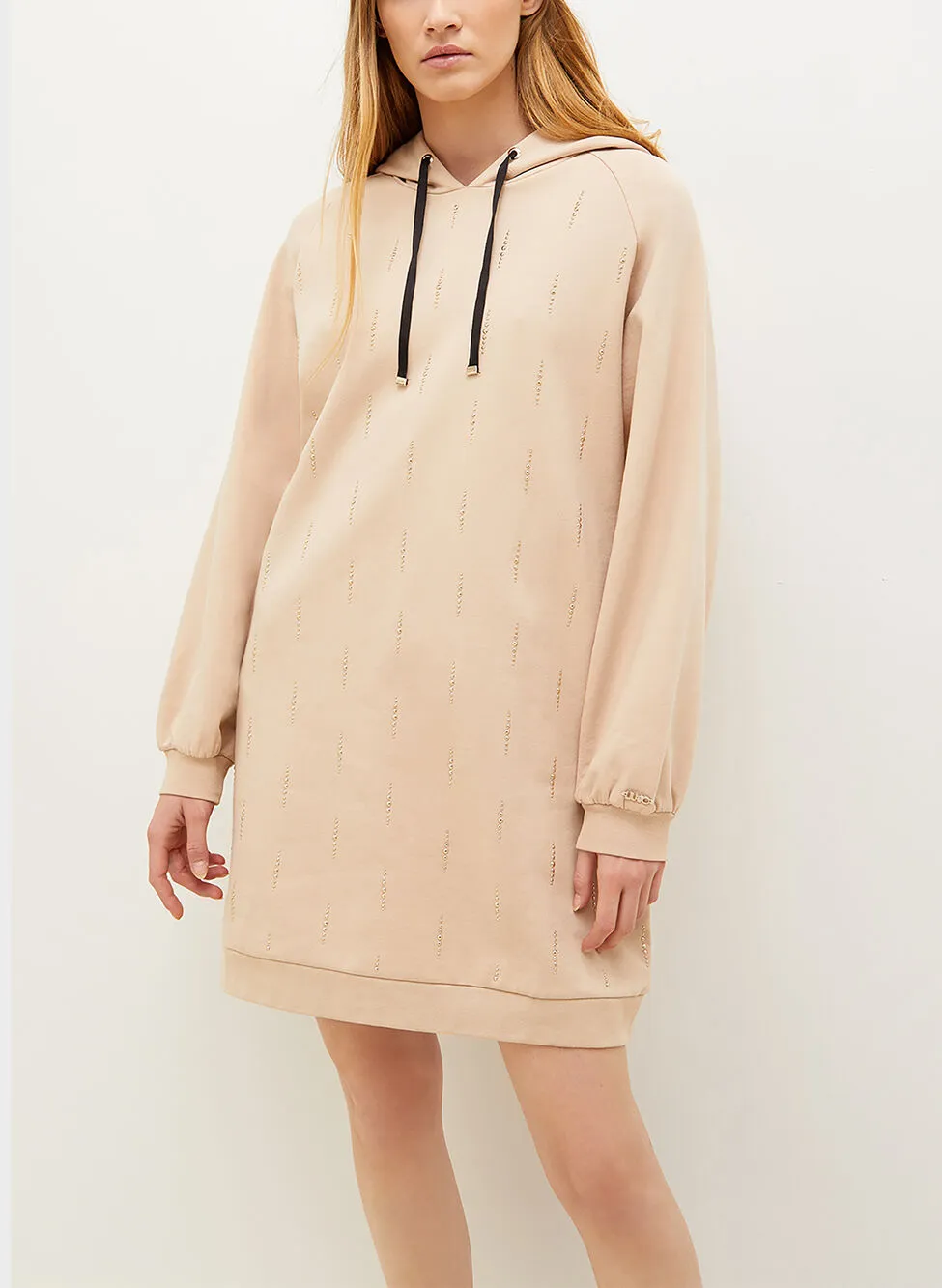 felpa maxi con cappuccio studs