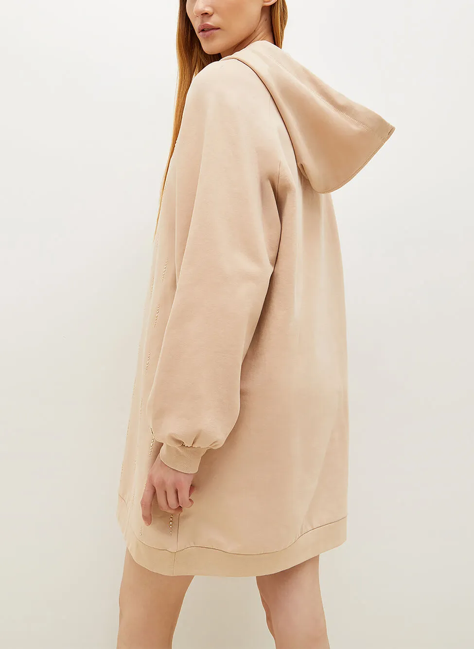 felpa maxi con cappuccio studs