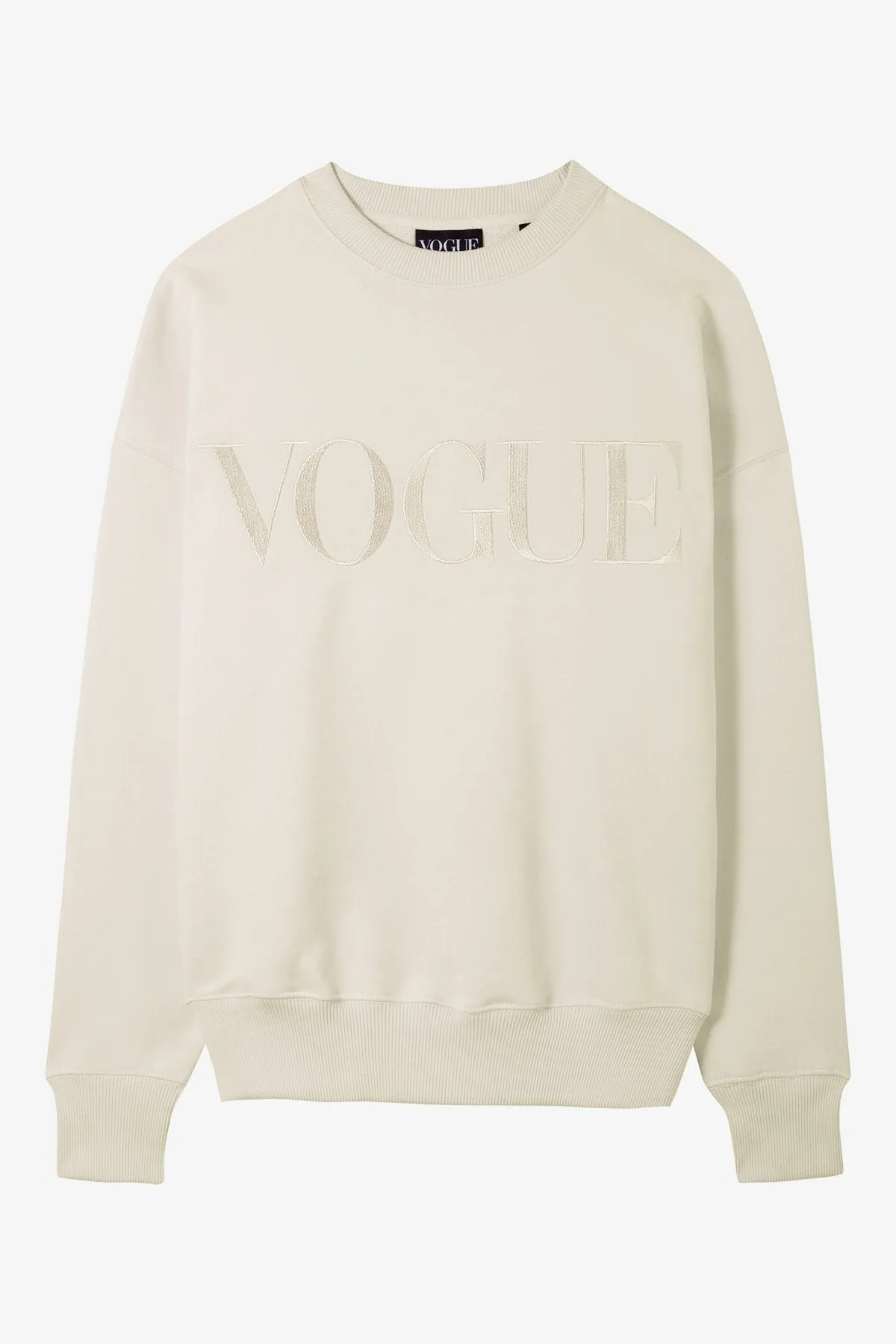 Felpa VOGUE bianco perla con logo ricamato-