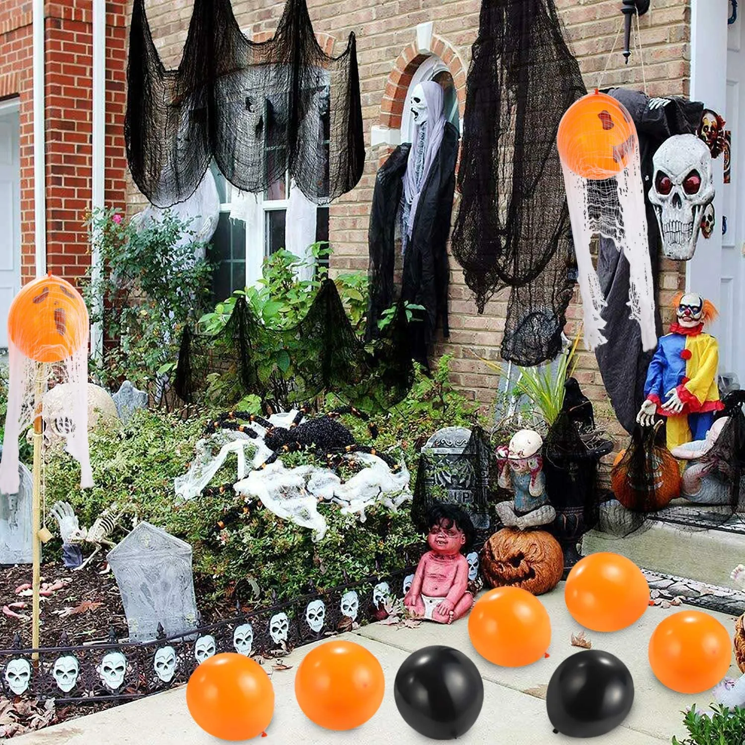 Flyfun Hallowen Decorazioni 20 Palloncini, Halloween Kit, Halloween Decorazioni per Le Feste Turbinii sospesi, Palloncini Neri A