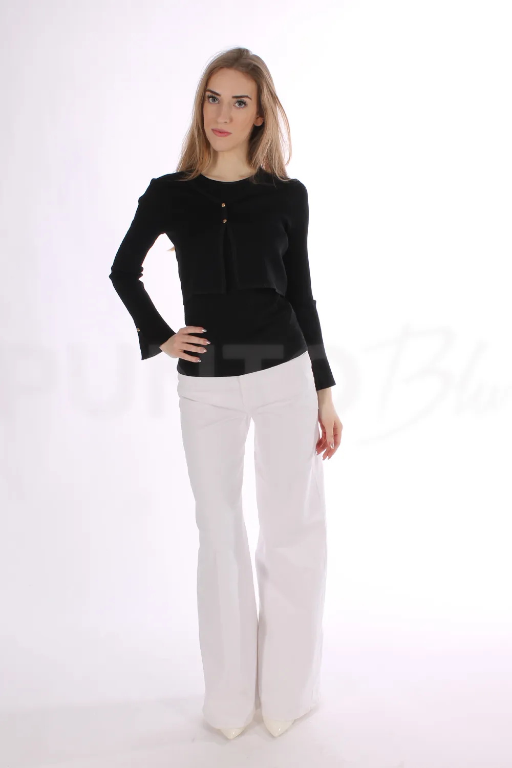 FRACOMINA | CARDIGAN CROPPED CON SCOLLO A V - Punto Blu