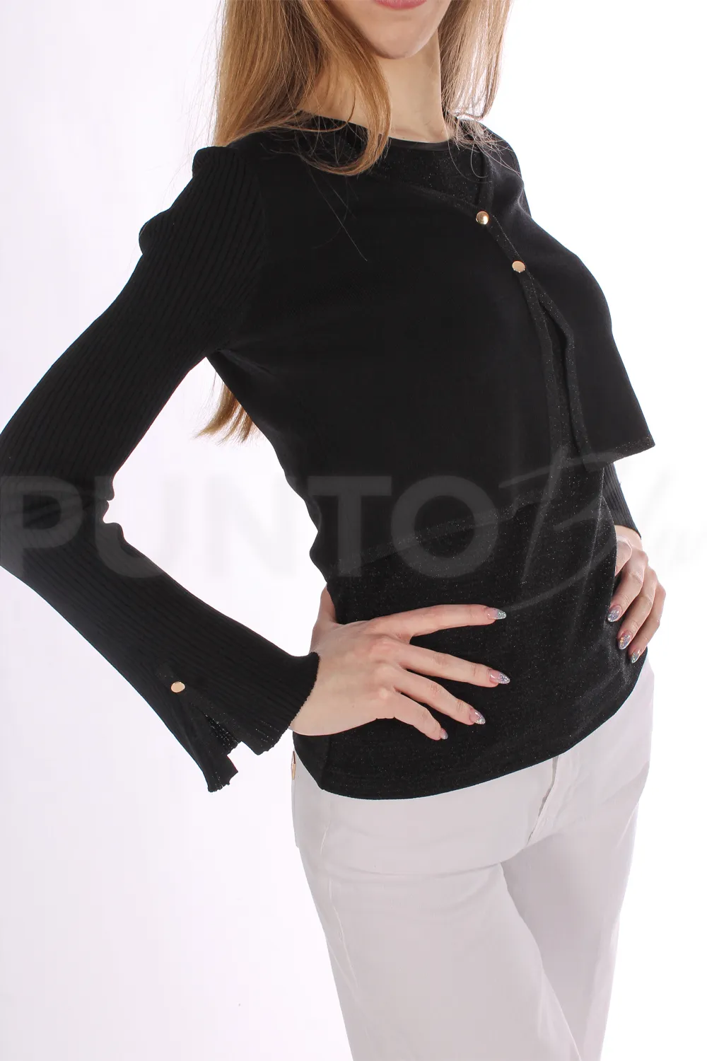 FRACOMINA | CARDIGAN CROPPED CON SCOLLO A V - Punto Blu