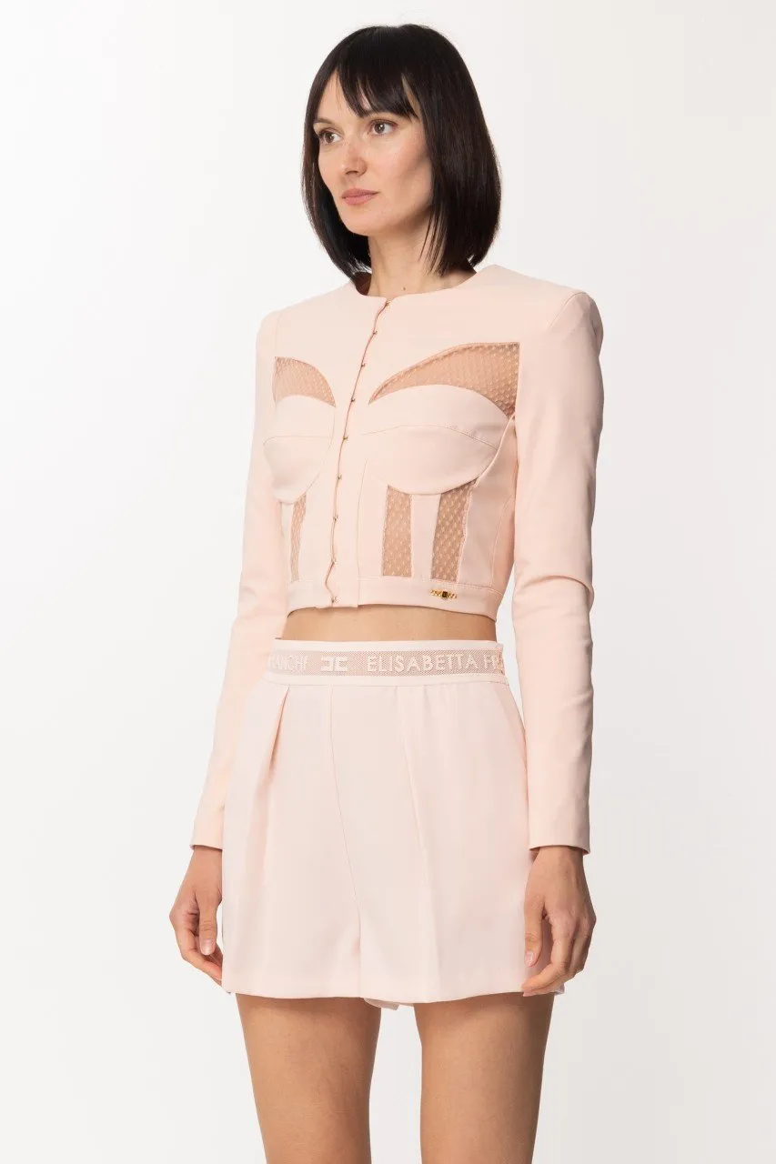 Giacca crop effetto bustier Rosa Baby