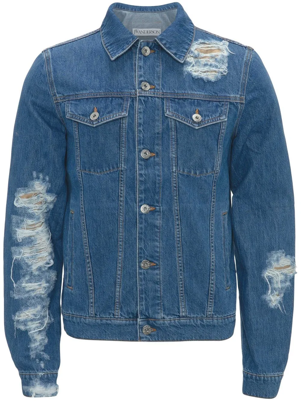 Giacca denim con effetto vissuto in blu - uomo