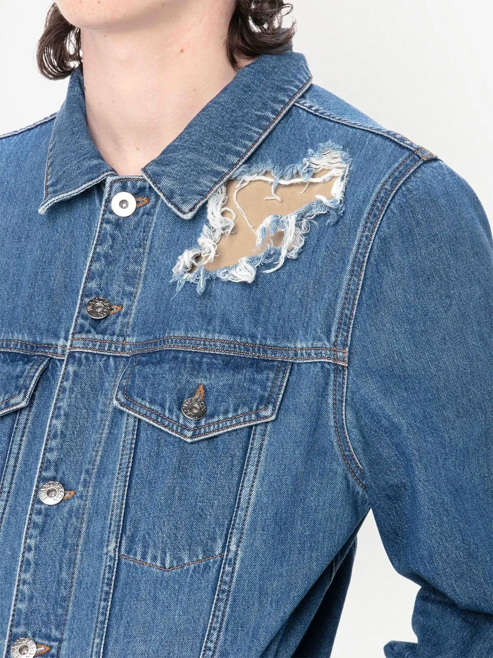 Giacca denim con effetto vissuto in blu - uomo