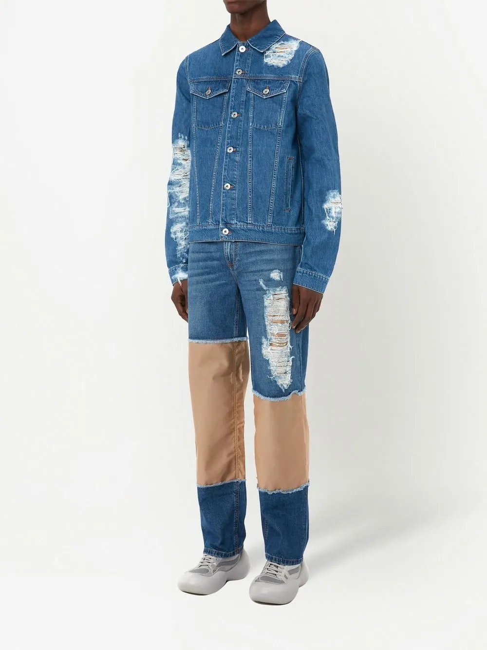Giacca denim con effetto vissuto in blu - uomo