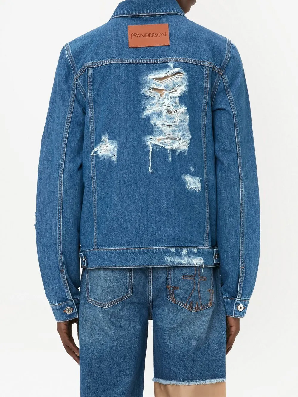 Giacca denim con effetto vissuto in blu - uomo