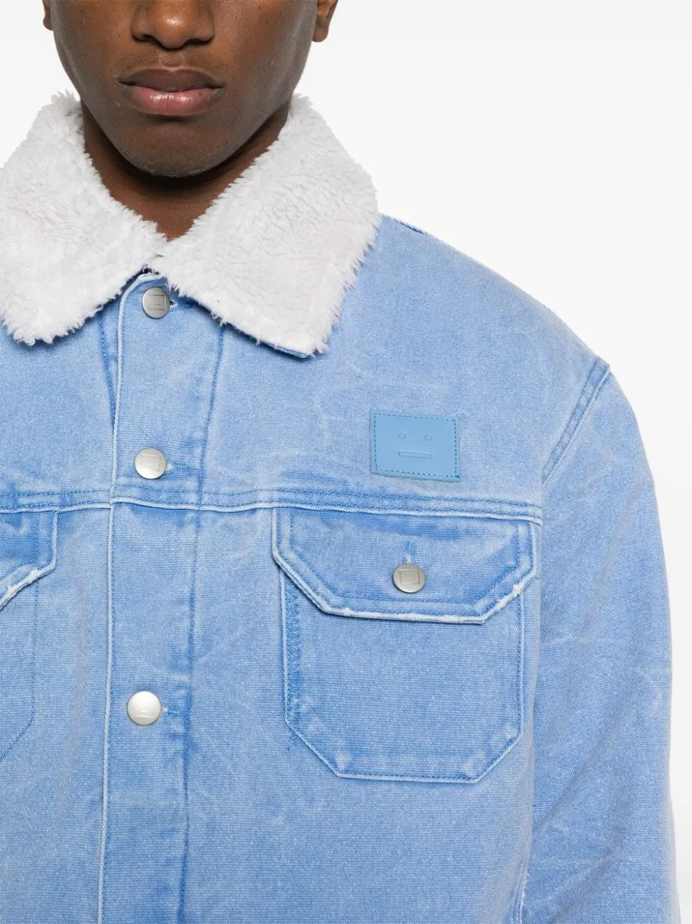 Giacca in denim imbottita in azzurro - donna