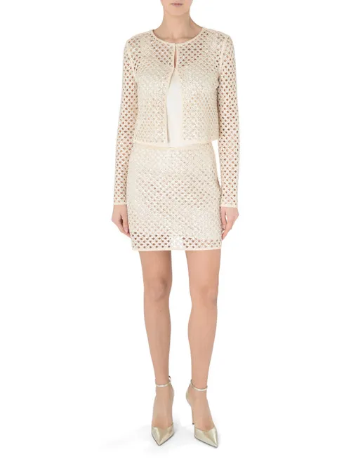 Giacca in rete Twinset beige con ricamo