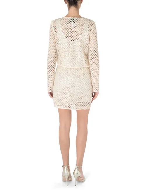 Giacca in rete Twinset beige con ricamo