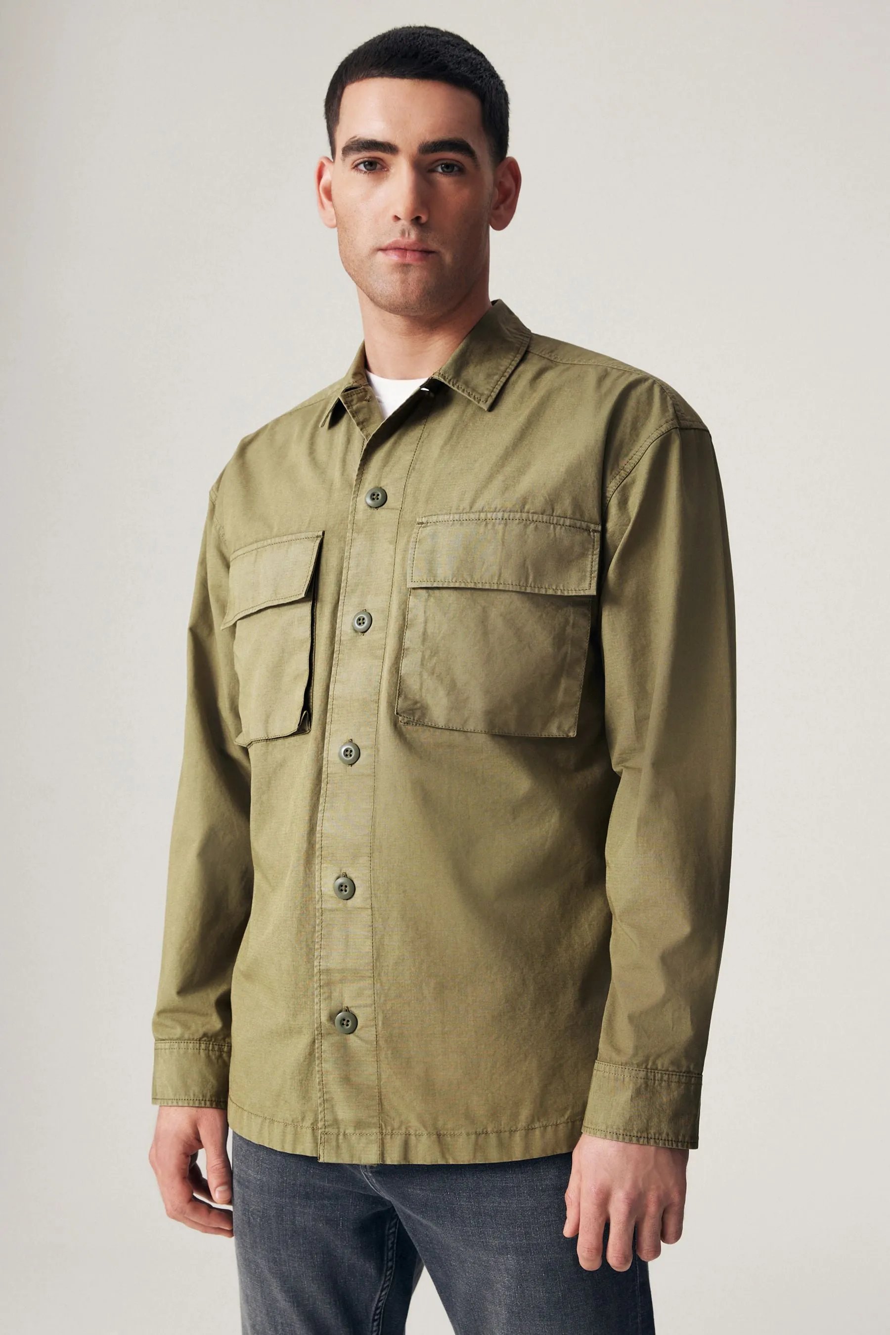 Giacca stile camicia in tessuto antistrappe con due tasche