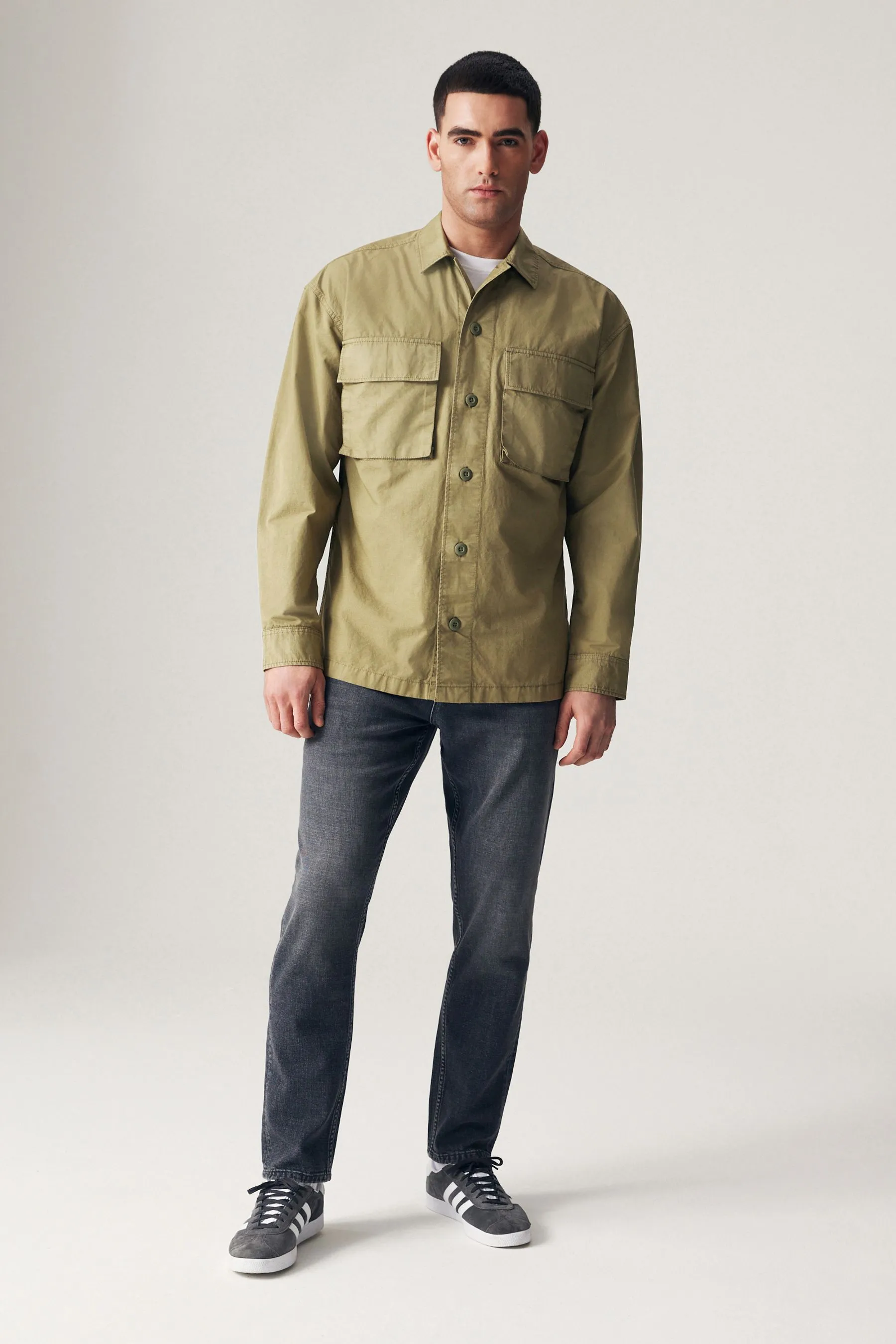 Giacca stile camicia in tessuto antistrappe con due tasche