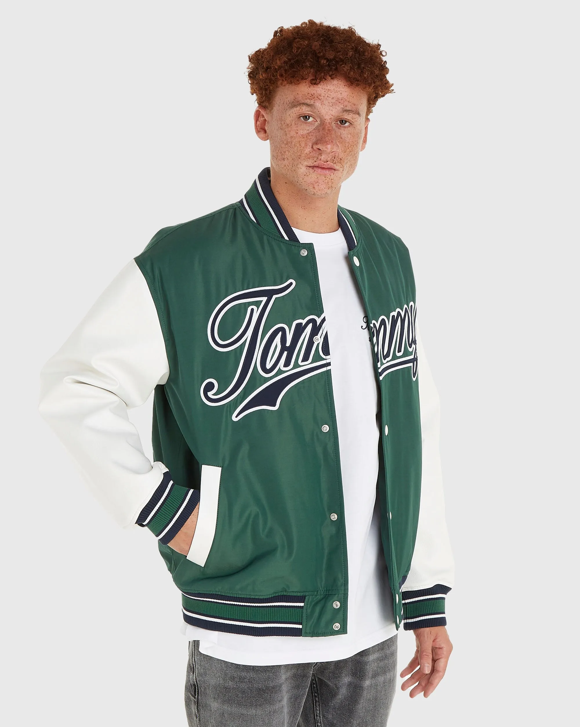 Giacca Stile College In Raso Verde Uomo