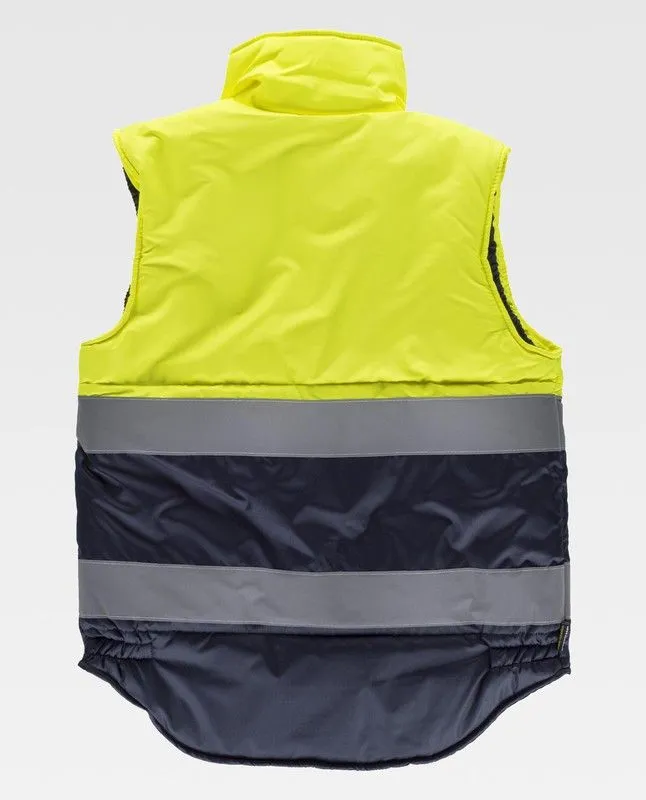 Gilet imbottito bicolore con 2 nastri riflettenti Giallo AV Navy