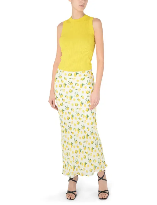 Gonna in seta Sportmax con stampa limoni