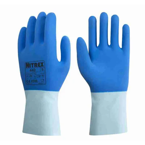 Guanti da lavoro Unigloves 440, Tg. 9, in Cotone rivestito in lattice, col. Blu