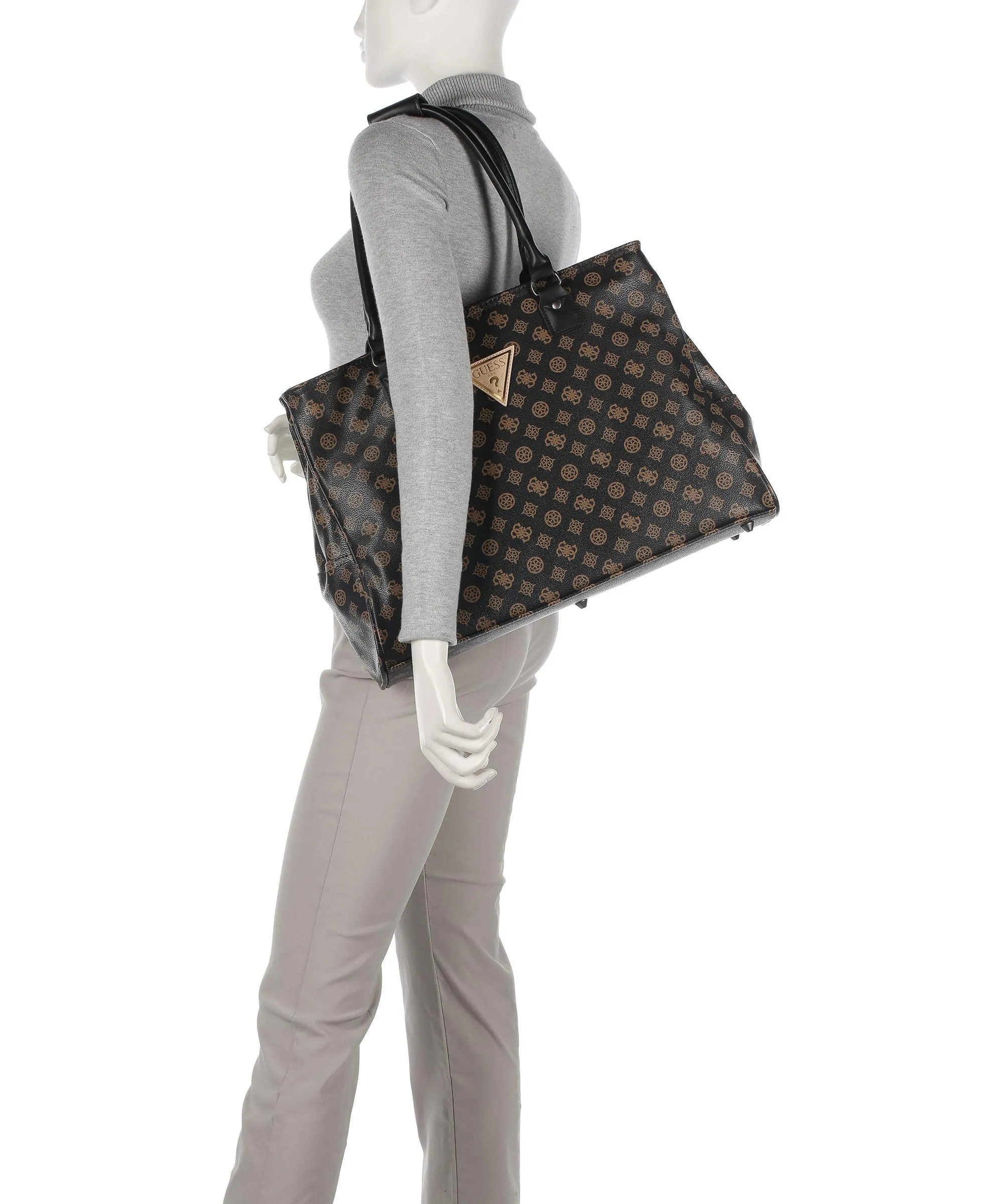  Guess Wilder Borsa shopper 13″ pelle sintetica marrone scuro  