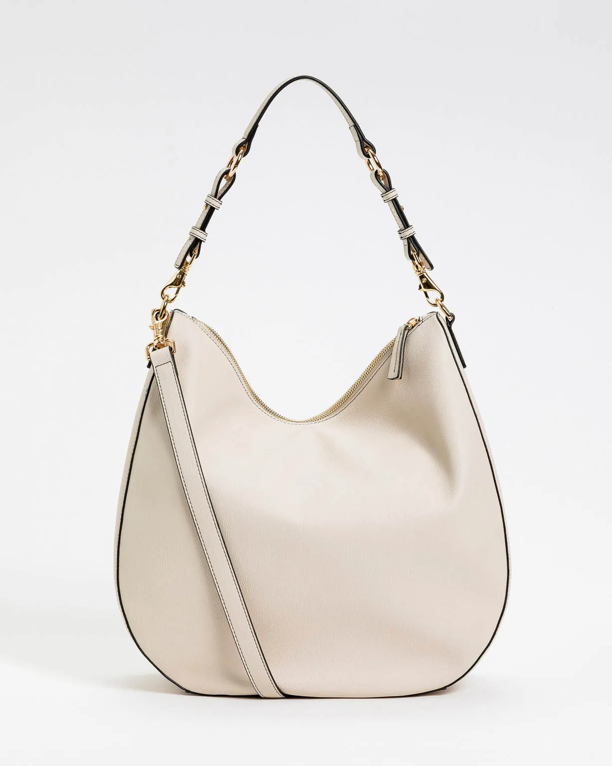 Hobo bag misura grande colore gesso in similpelle effetto martellato con tracolla più lunga