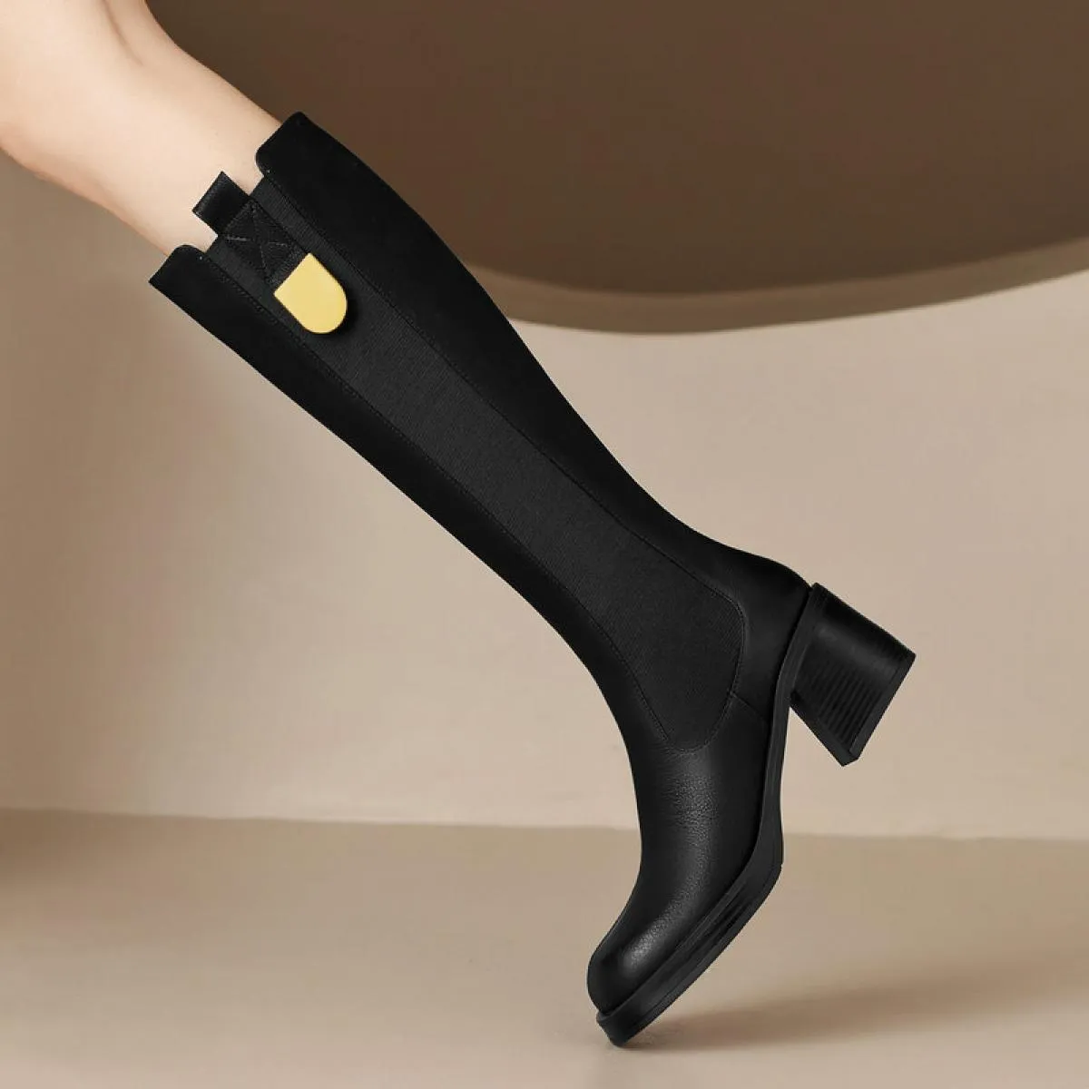 I più nuovi stivali alti al ginocchio da donna autunno inverno vera pelle qualità eleganti tacchi spessi scarpe stivali da moto
