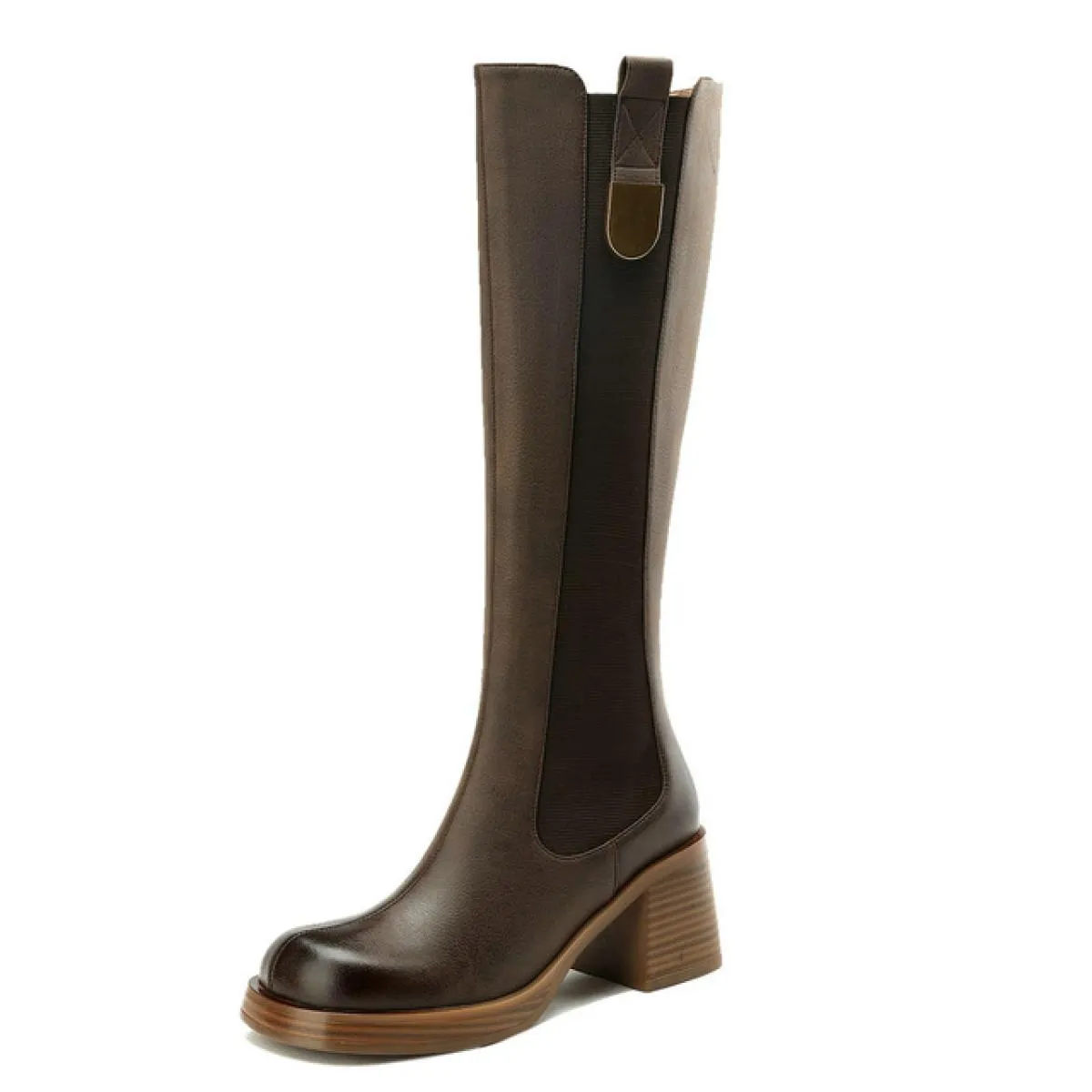 I più nuovi stivali alti al ginocchio da donna autunno inverno vera pelle qualità eleganti tacchi spessi scarpe stivali da moto