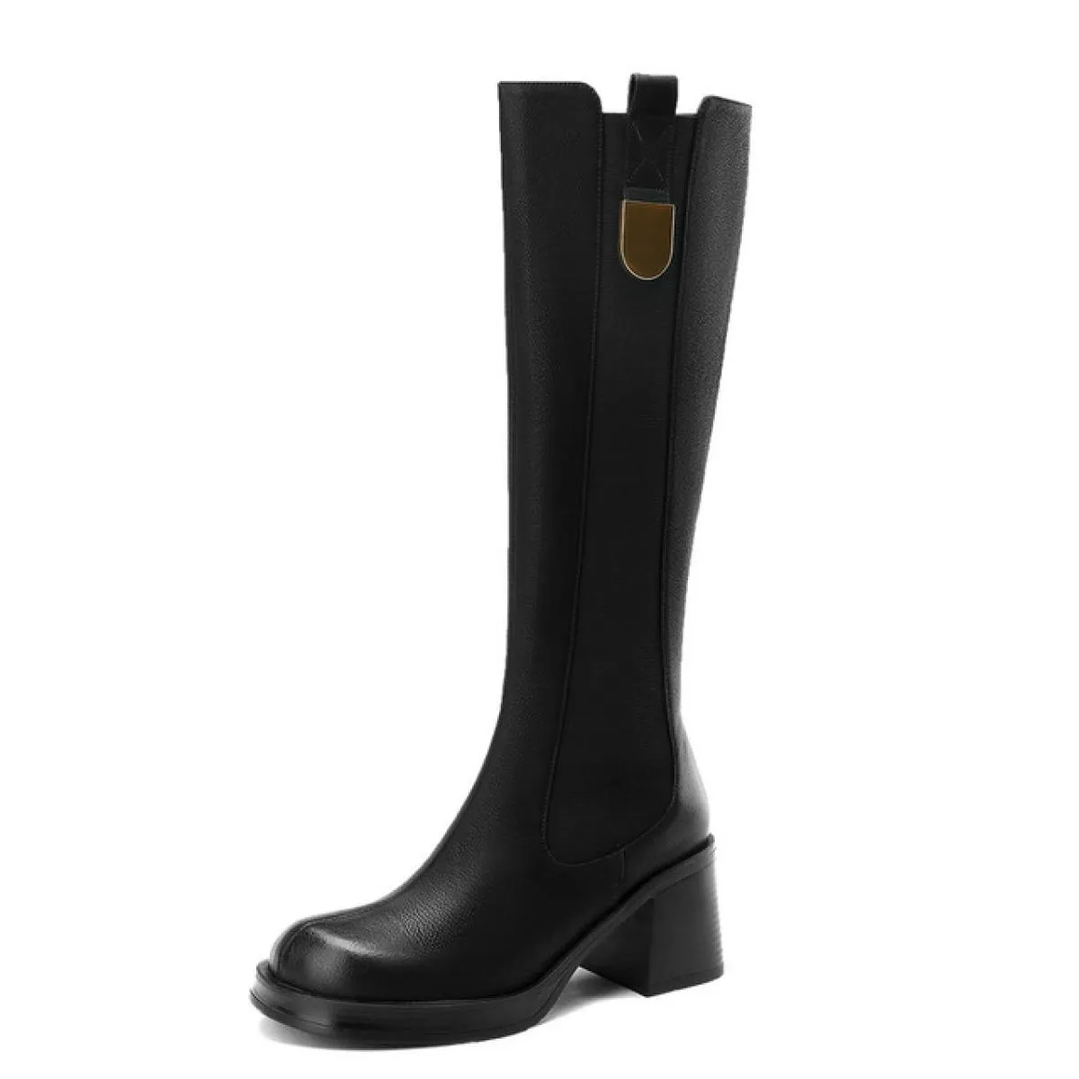 I più nuovi stivali alti al ginocchio da donna autunno inverno vera pelle qualità eleganti tacchi spessi scarpe stivali da moto
