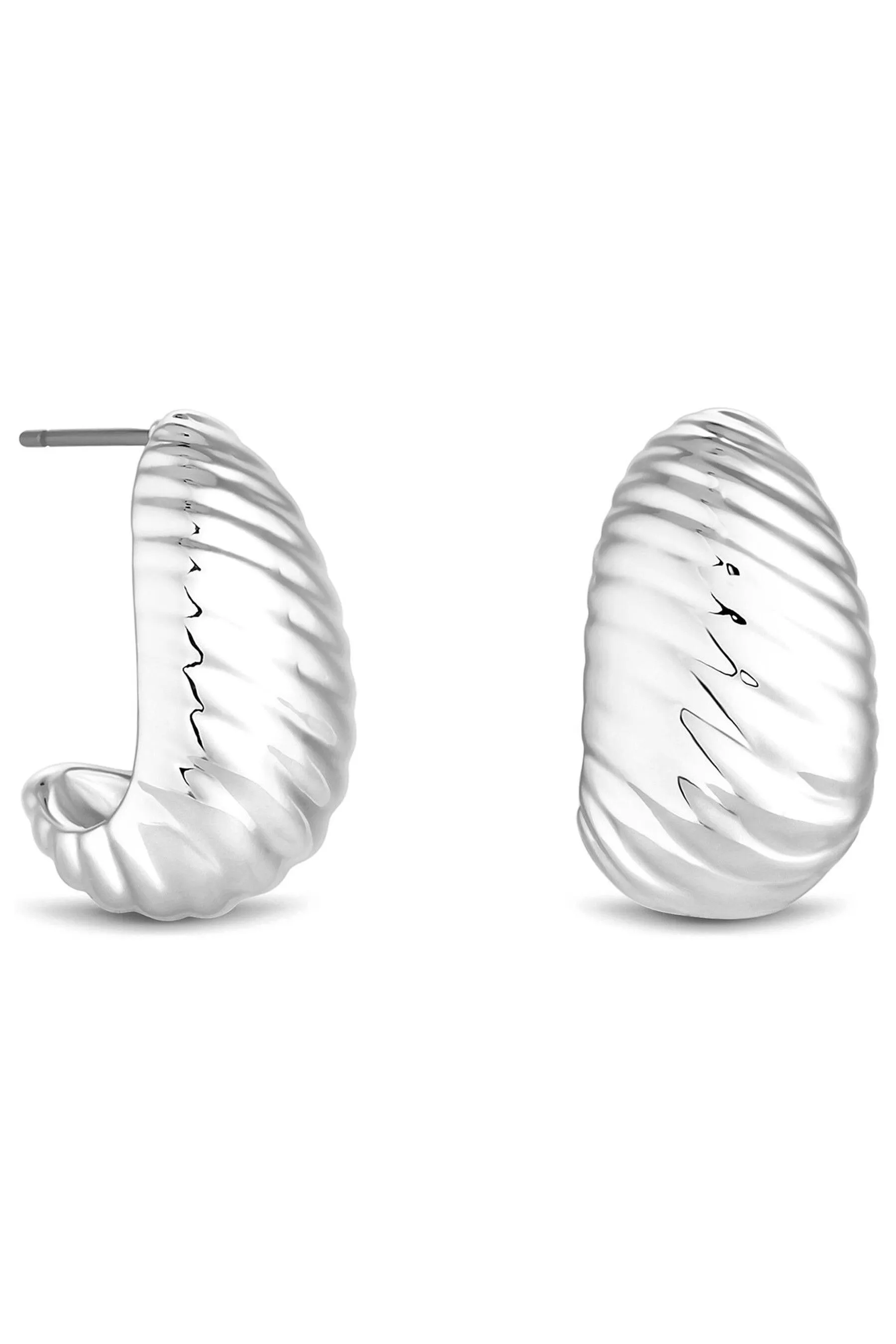 Inicio - Sterling - Argento in tessuto riciclato - Orecchini a cerchio placcati testurizzati - Pochette regalo