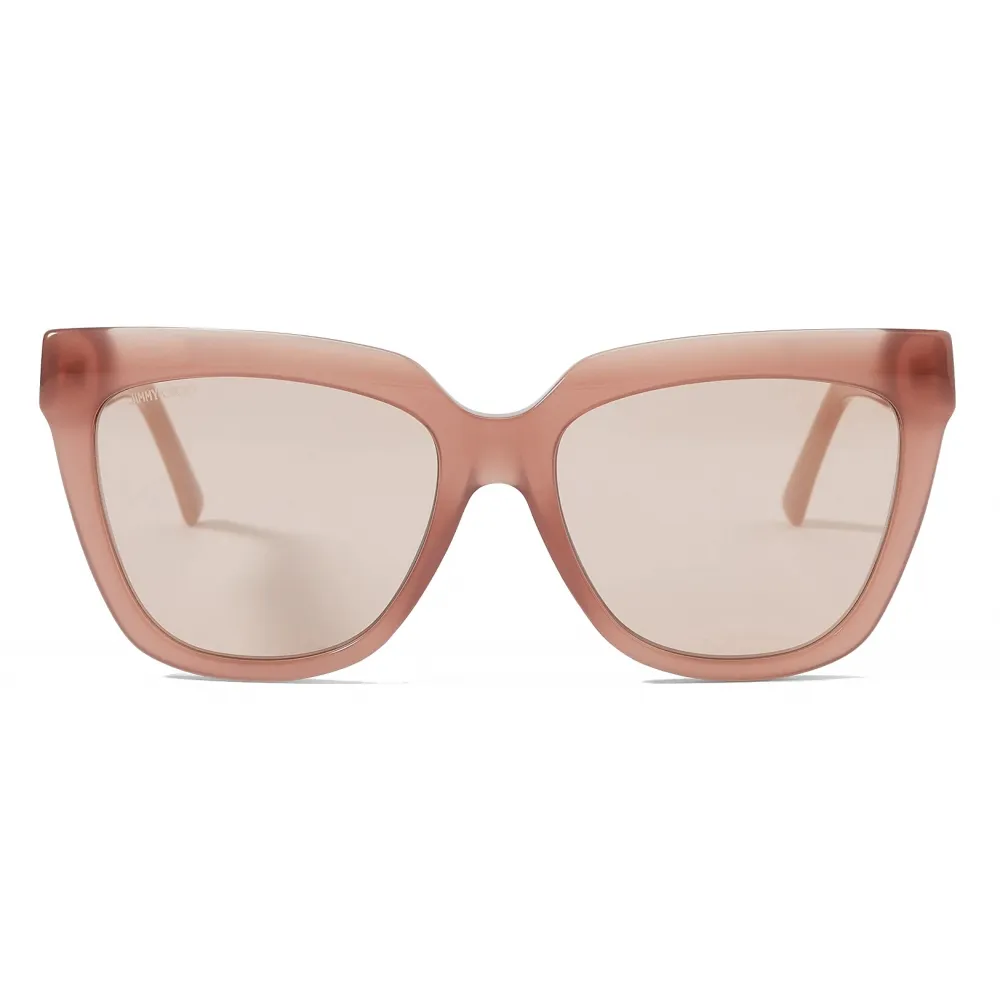 Jimmy Choo - Julieka - Occhiali da Sole Quadrati Color Opal-Nude con logo JC e Borchie - Jimmy Choo Eyewear