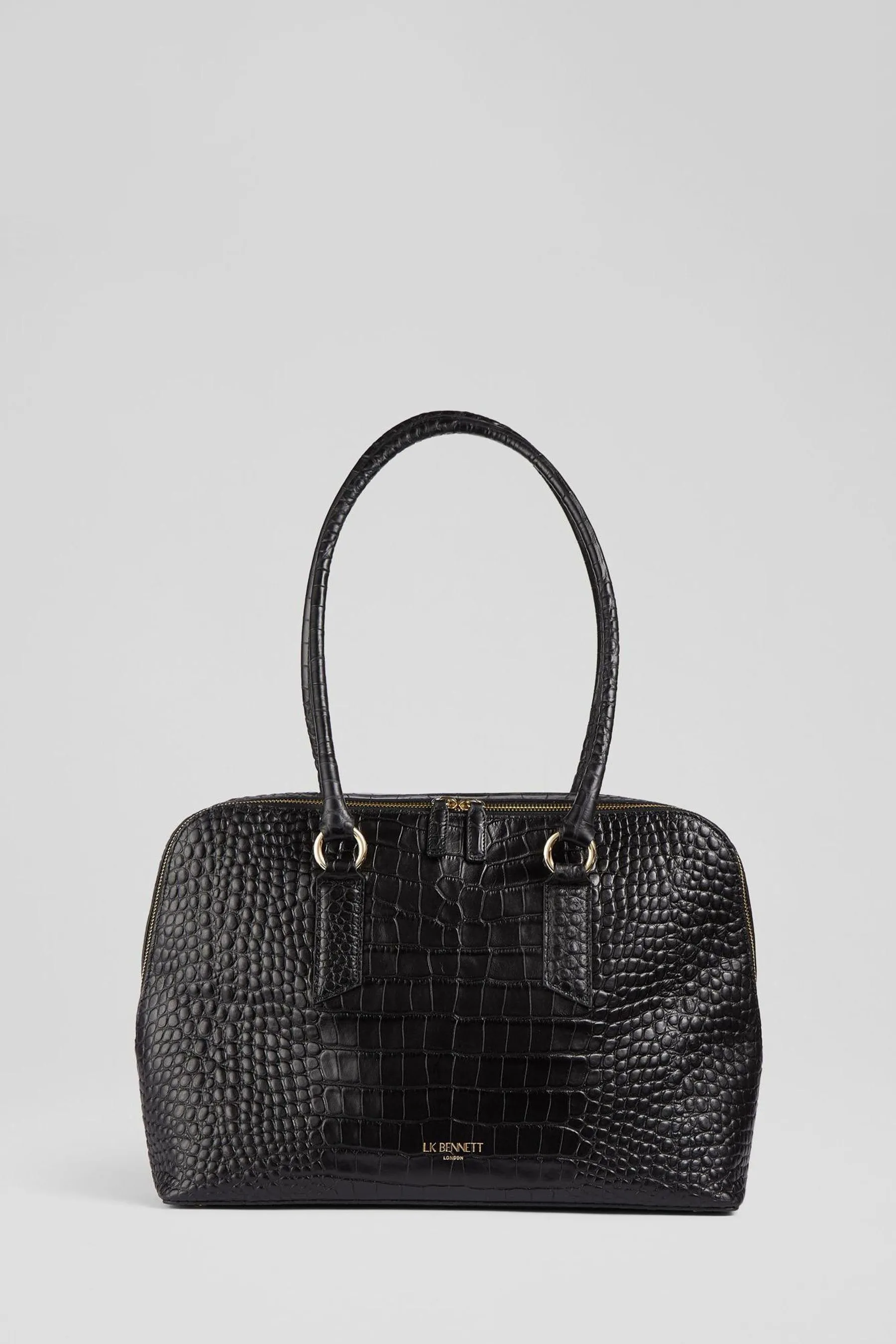 LK Bennett - Jamie - Nero in pelle effetto coccodrillo - Borsa tote
