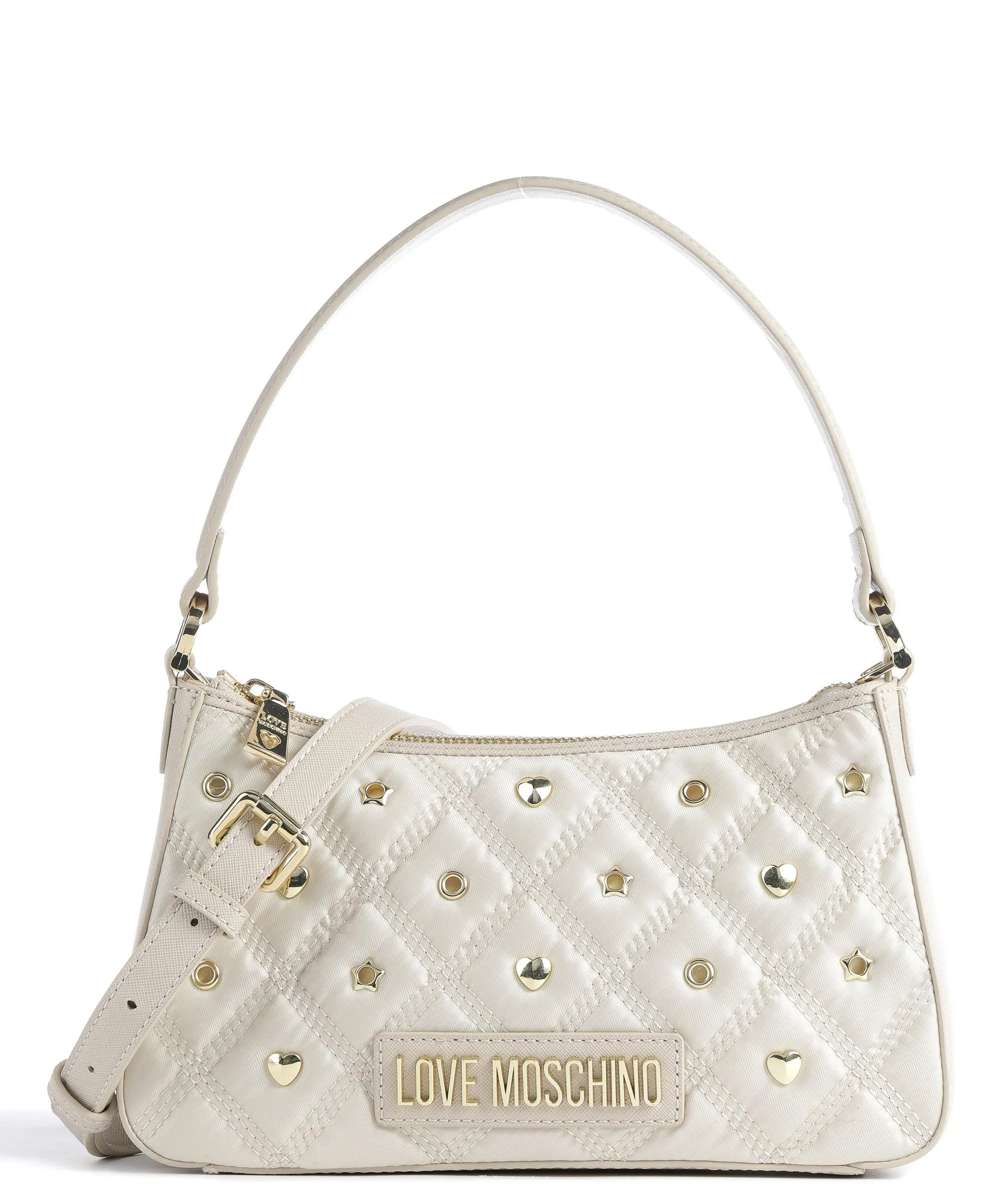  Love Moschino Eyelets Borsa a spalla poliestere, pelle sintetica avorio  