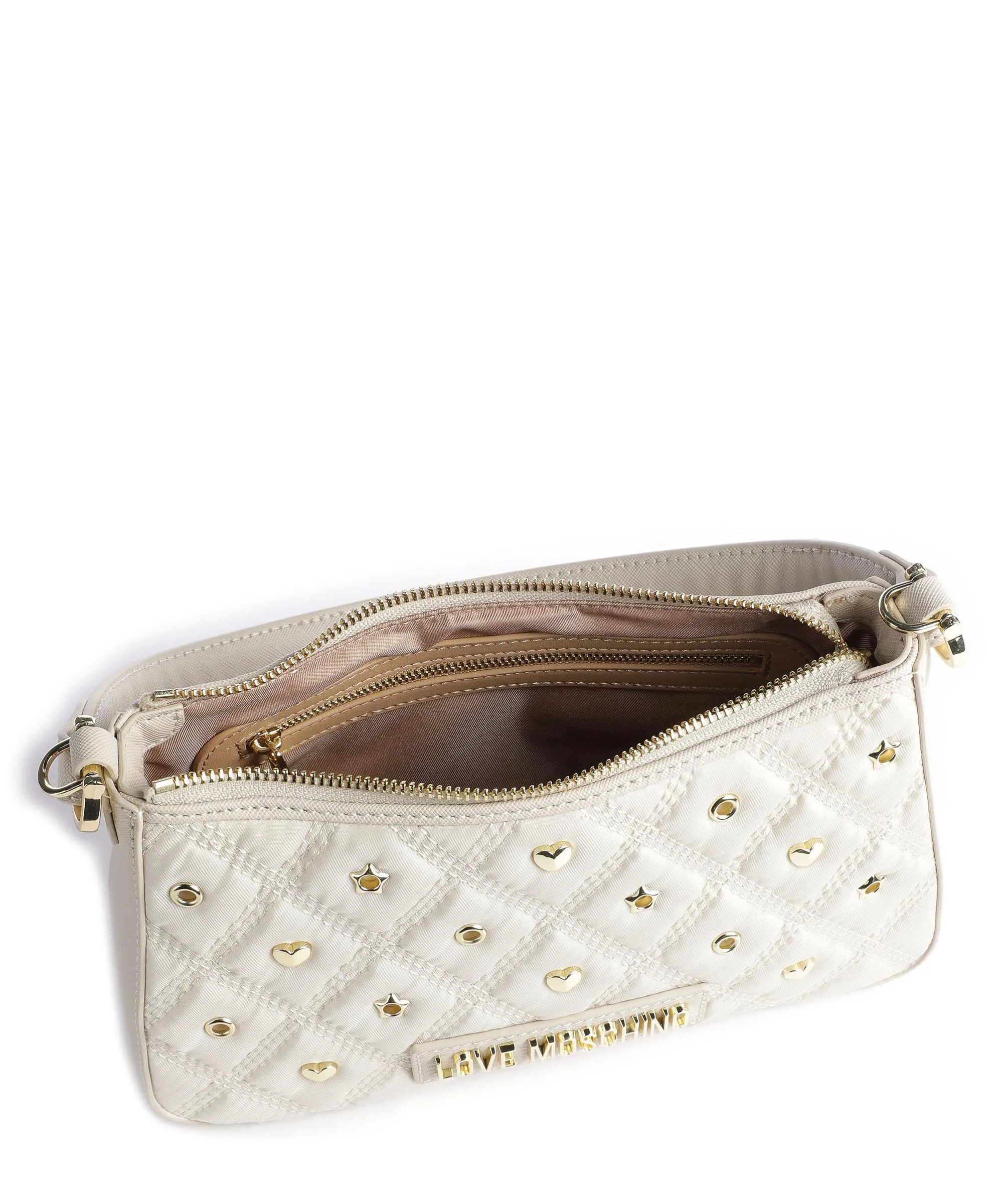  Love Moschino Eyelets Borsa a spalla poliestere, pelle sintetica avorio  