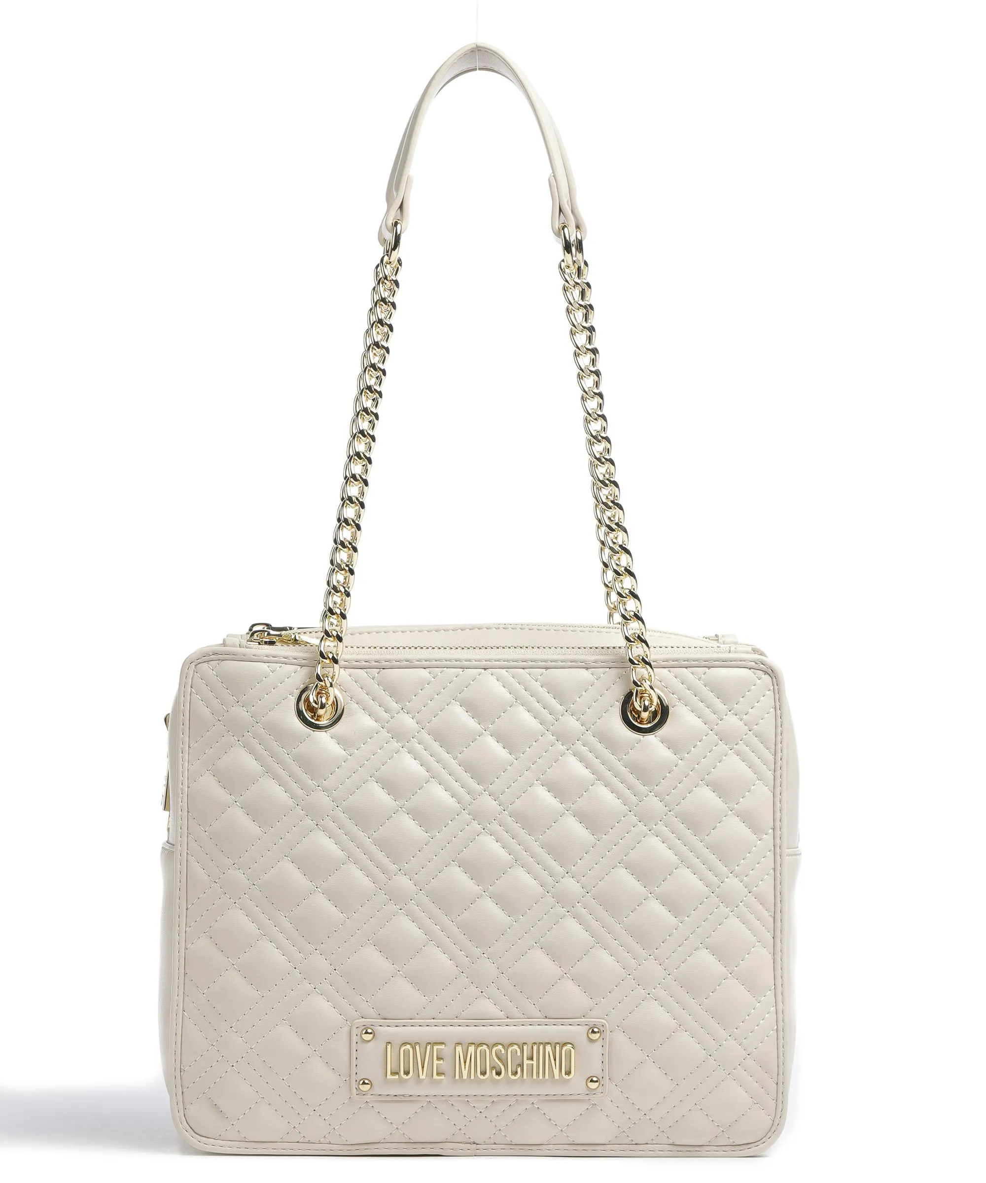  Love Moschino Quilted Borsa a spalla pelle sintetica avorio  