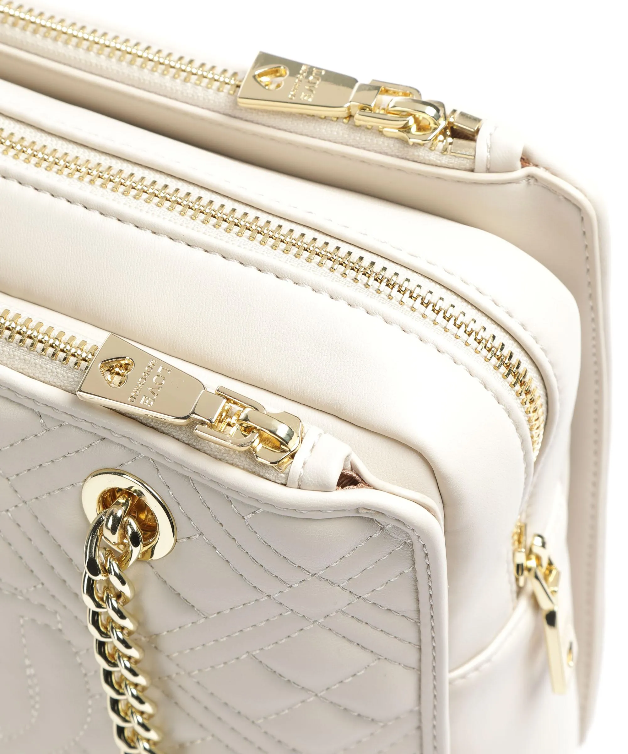  Love Moschino Quilted Borsa a spalla pelle sintetica avorio  
