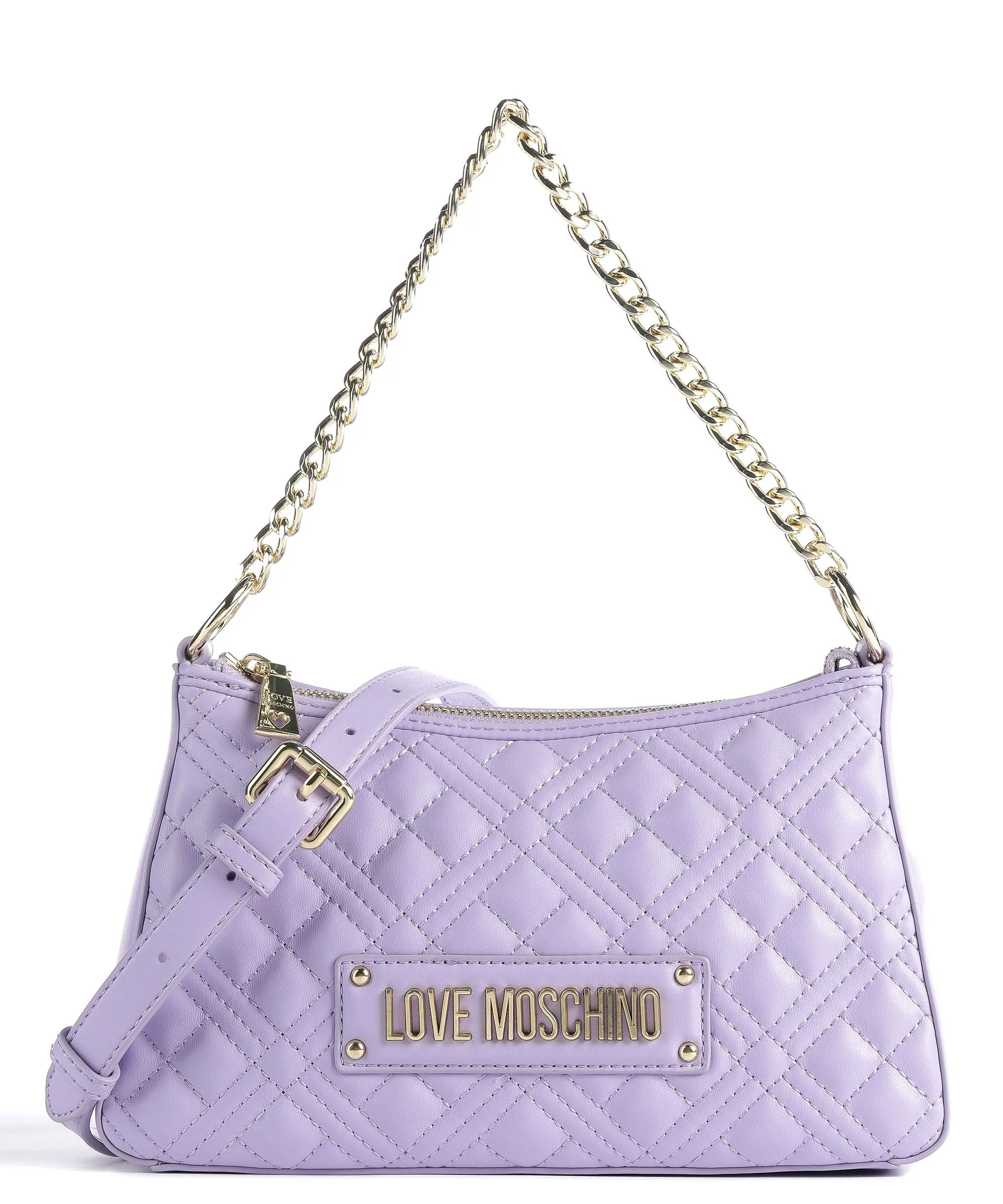  Love Moschino Quilted Borsa a spalla pelle sintetica lavanda  