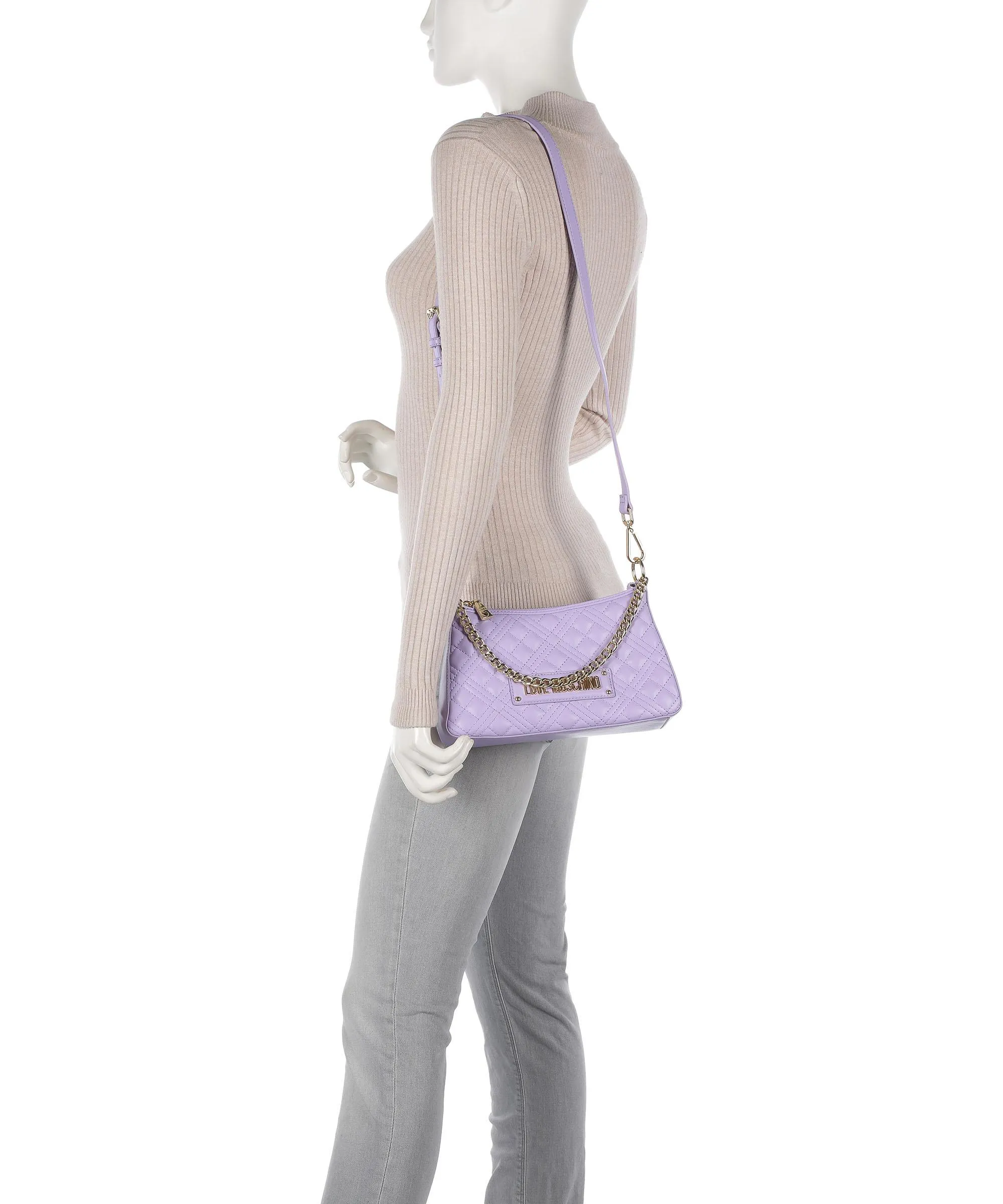  Love Moschino Quilted Borsa a spalla pelle sintetica lavanda  