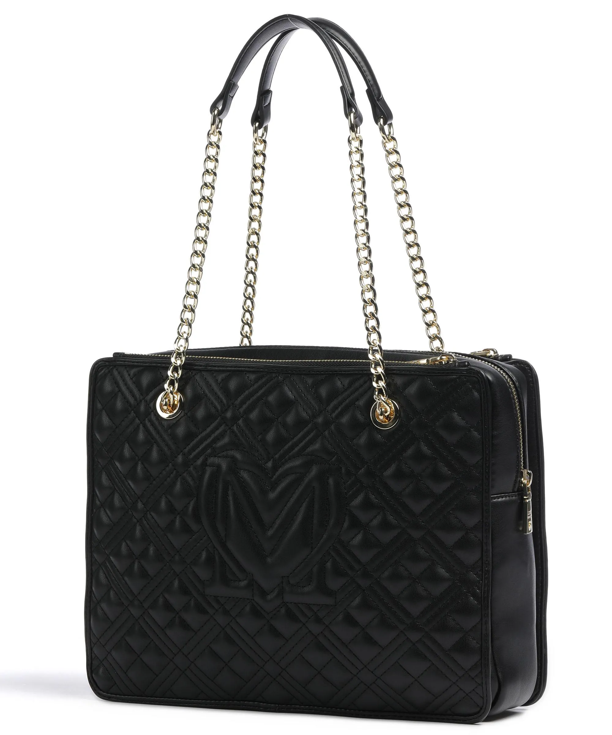  Love Moschino Quilted Borsa a spalla pelle sintetica nero  
