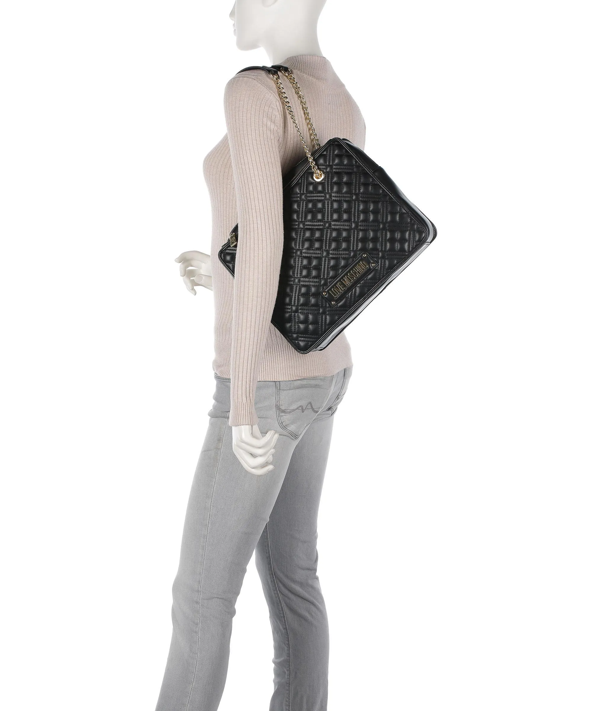  Love Moschino Quilted Borsa a spalla pelle sintetica nero  