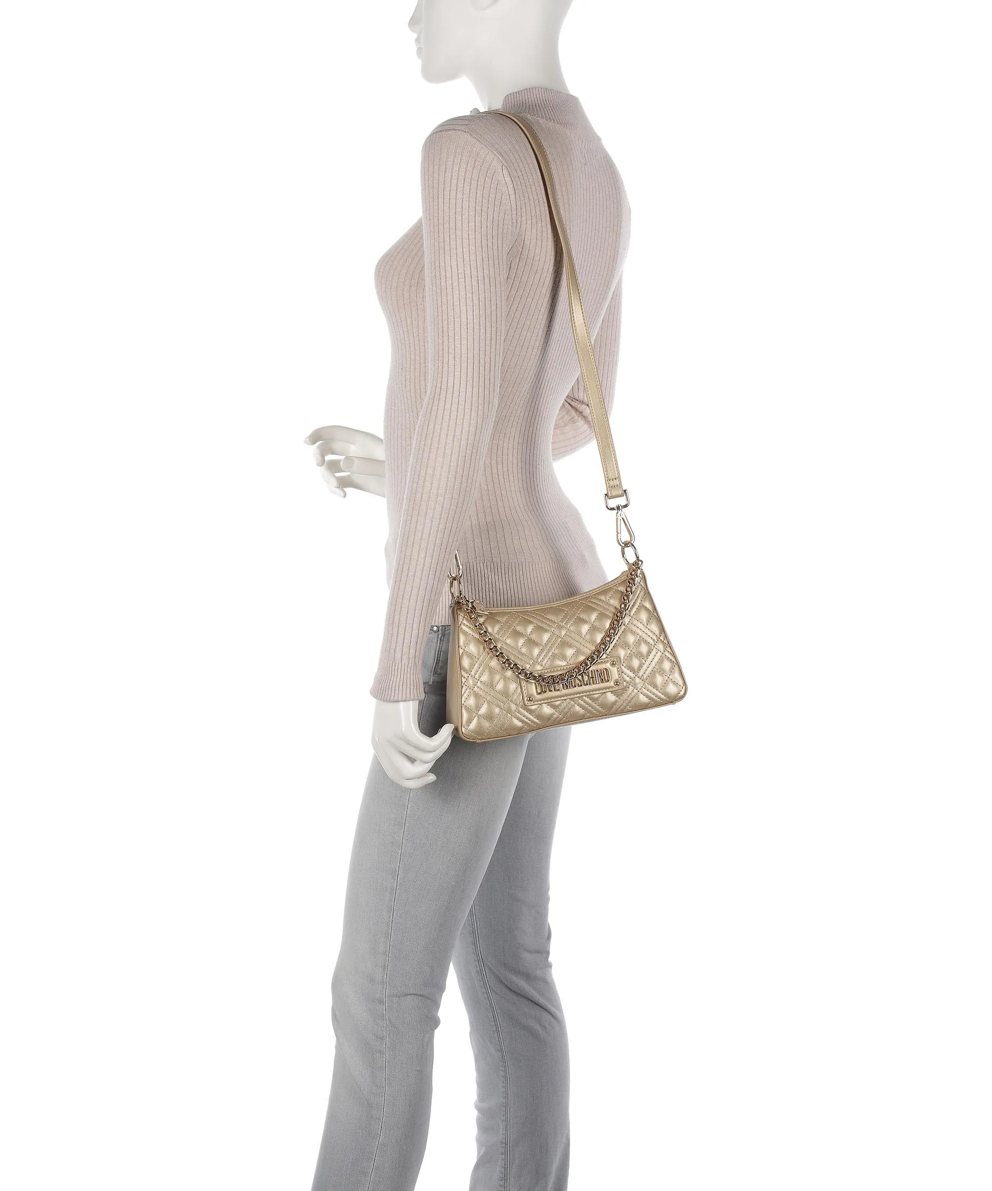  Love Moschino Quilted Borsa a spalla pelle sintetica oro  