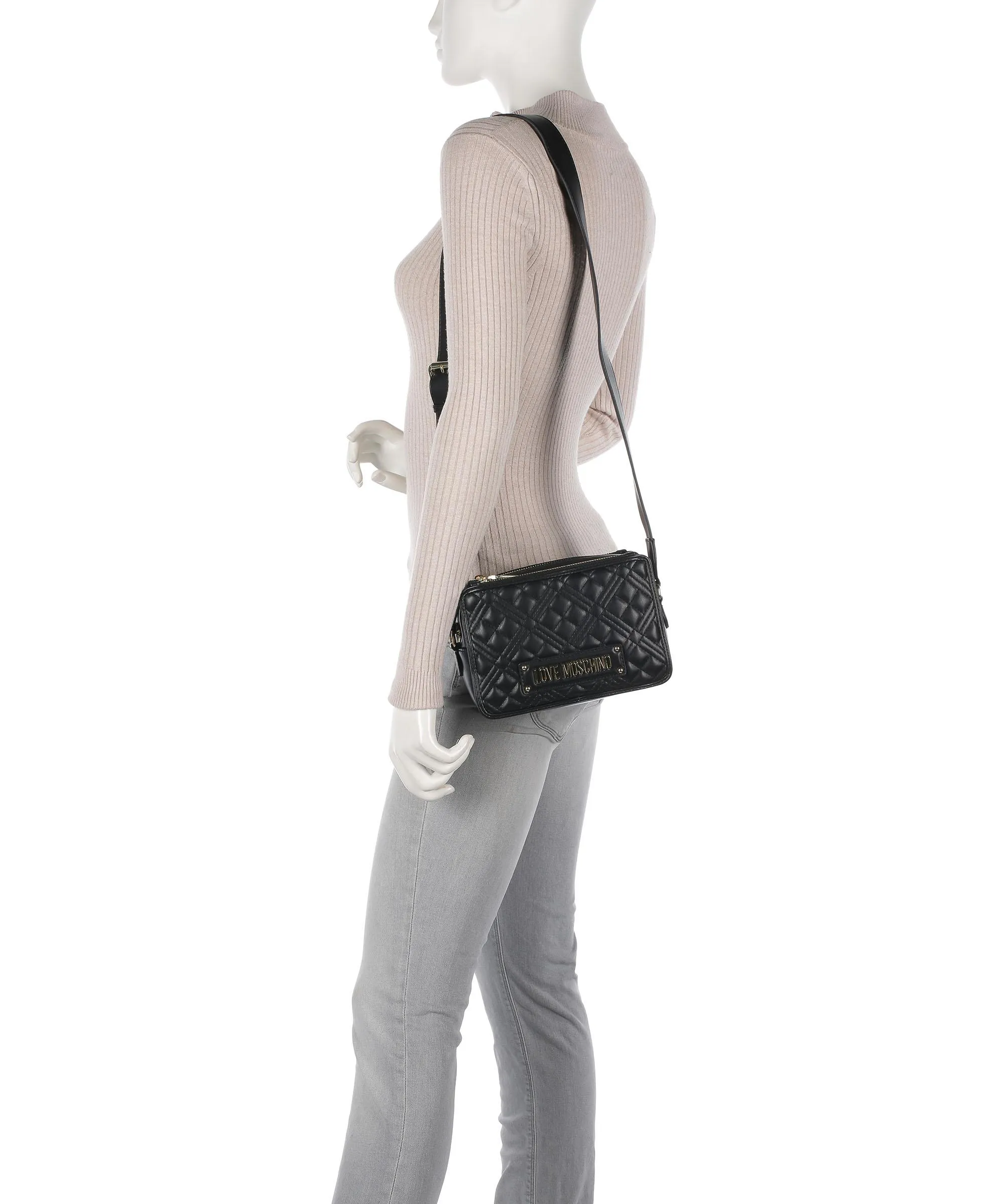  Love Moschino Quilted Borsa a tracolla pelle sintetica nero  