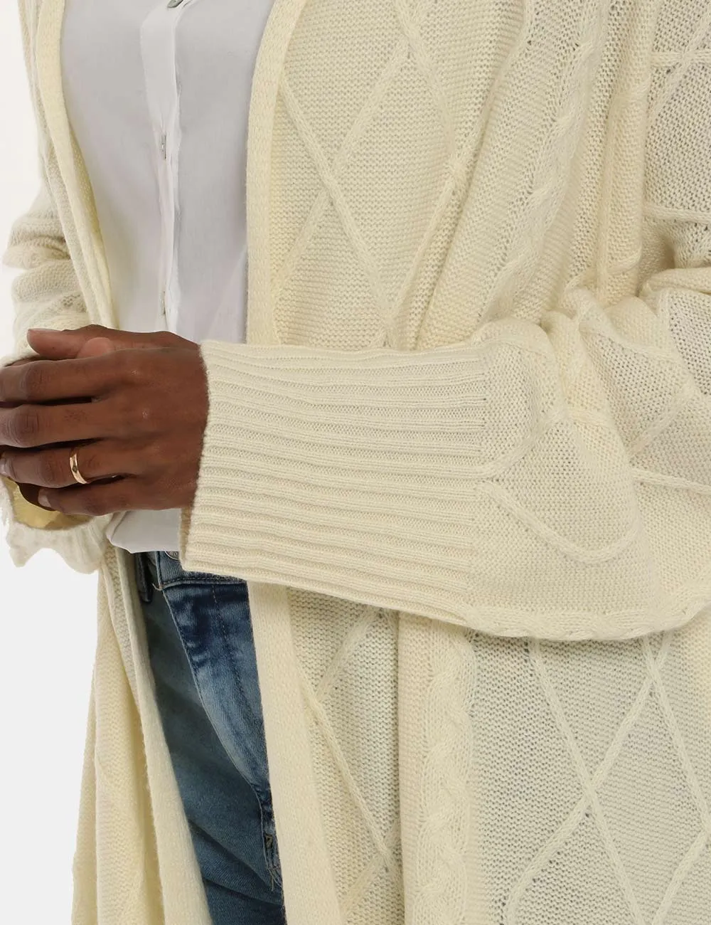 Maglia Maison du Cachemire a cardigan aperto in misto lana e cachemire