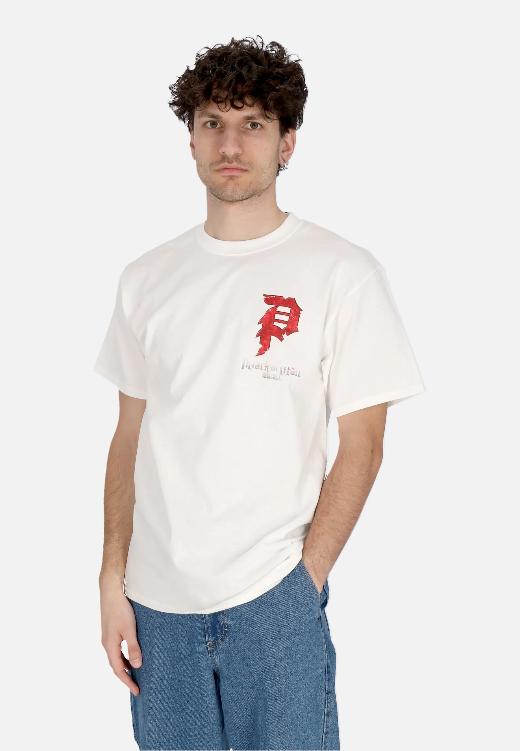 Maglietta Uomo Armored Dirty P Tee X Attack On Titan White