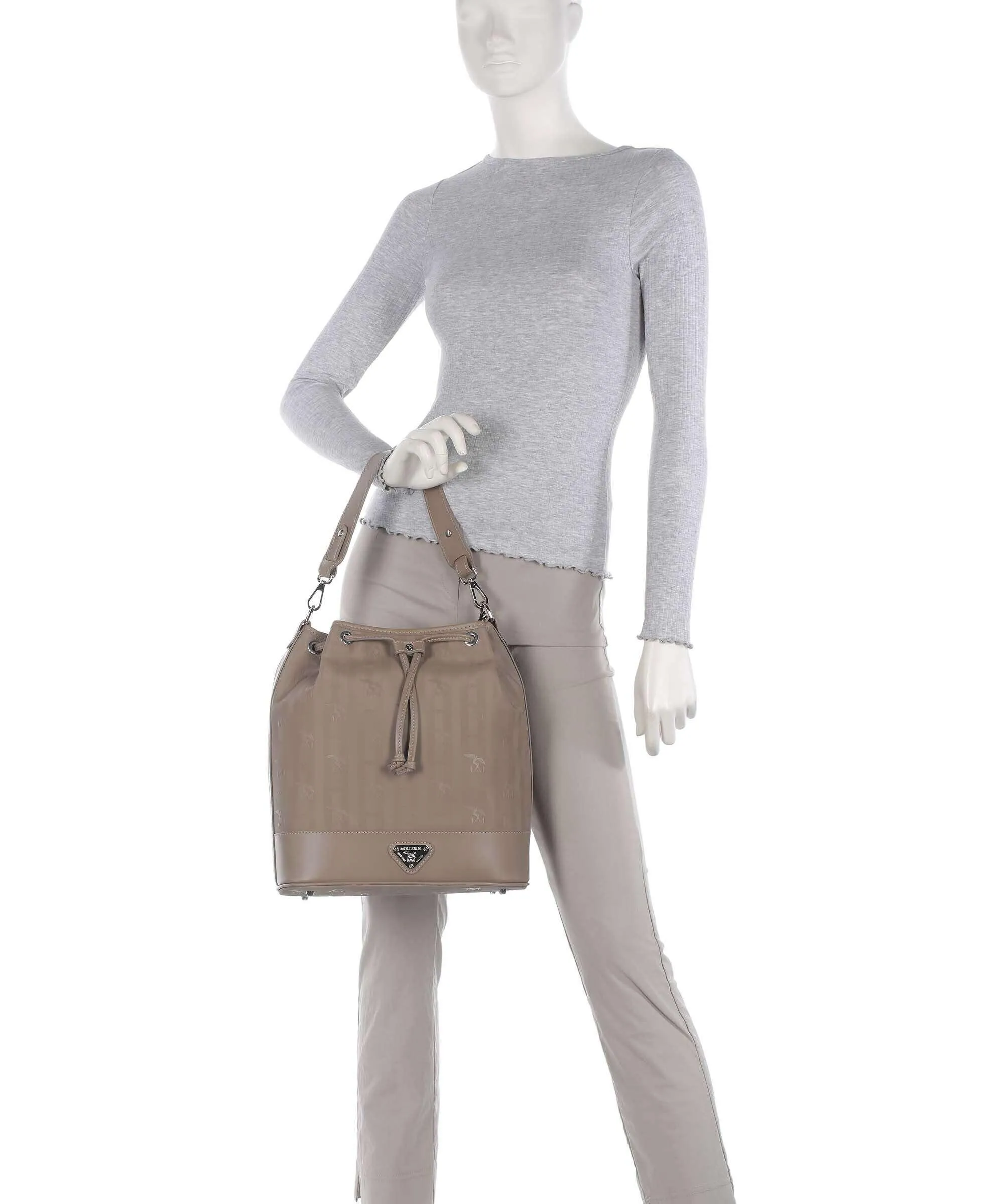  Maison Mollerus Vinerus Niesen Borsa a secchiello tela taupe  