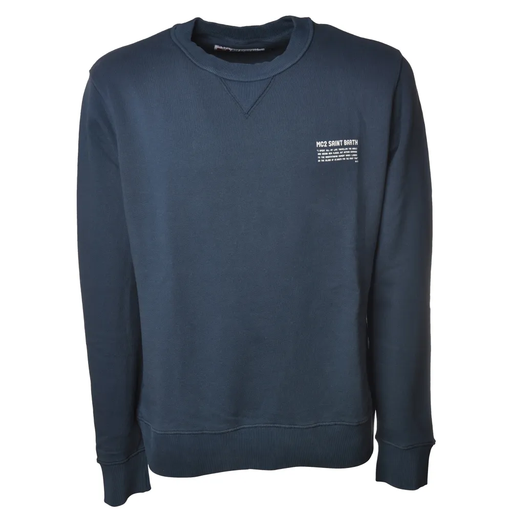 MC2 Saint Barth - Felpa in Cotone Effetto Delavè - Blu - Luxury Exclusive Collection