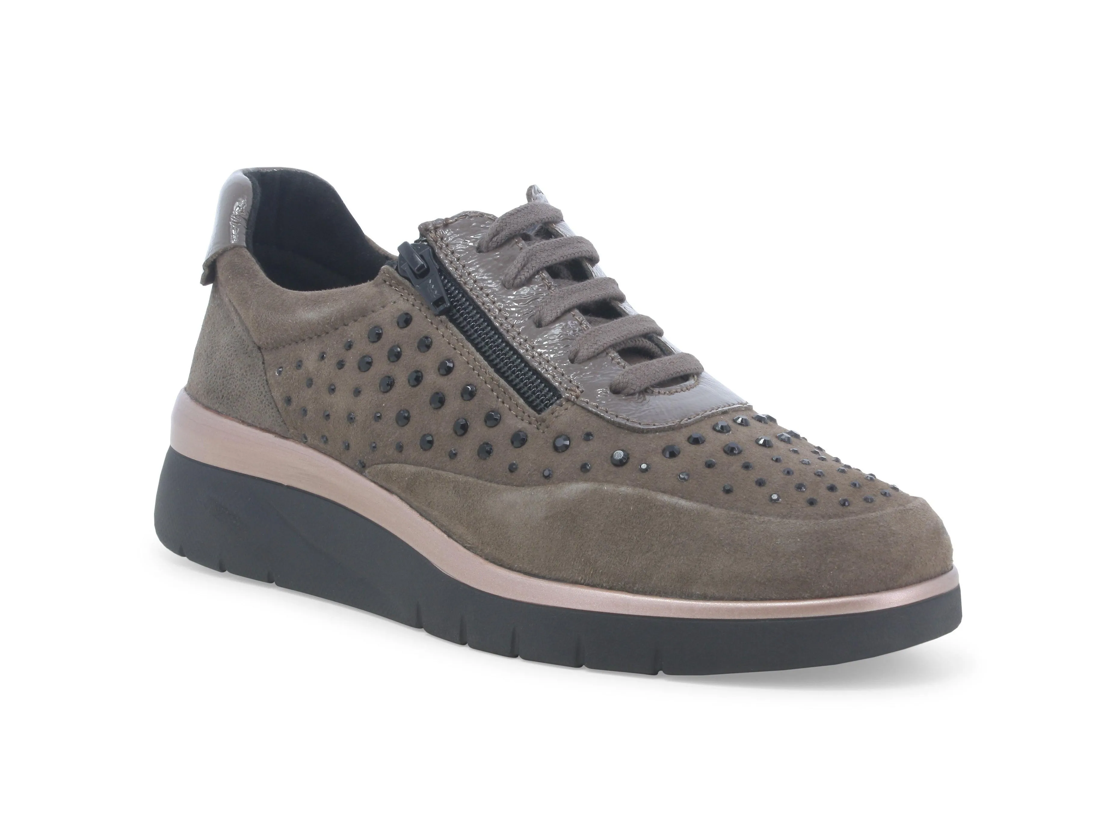 Melluso Donna Scarpe Basse con Lacci e Zip Tomaia Camoscio