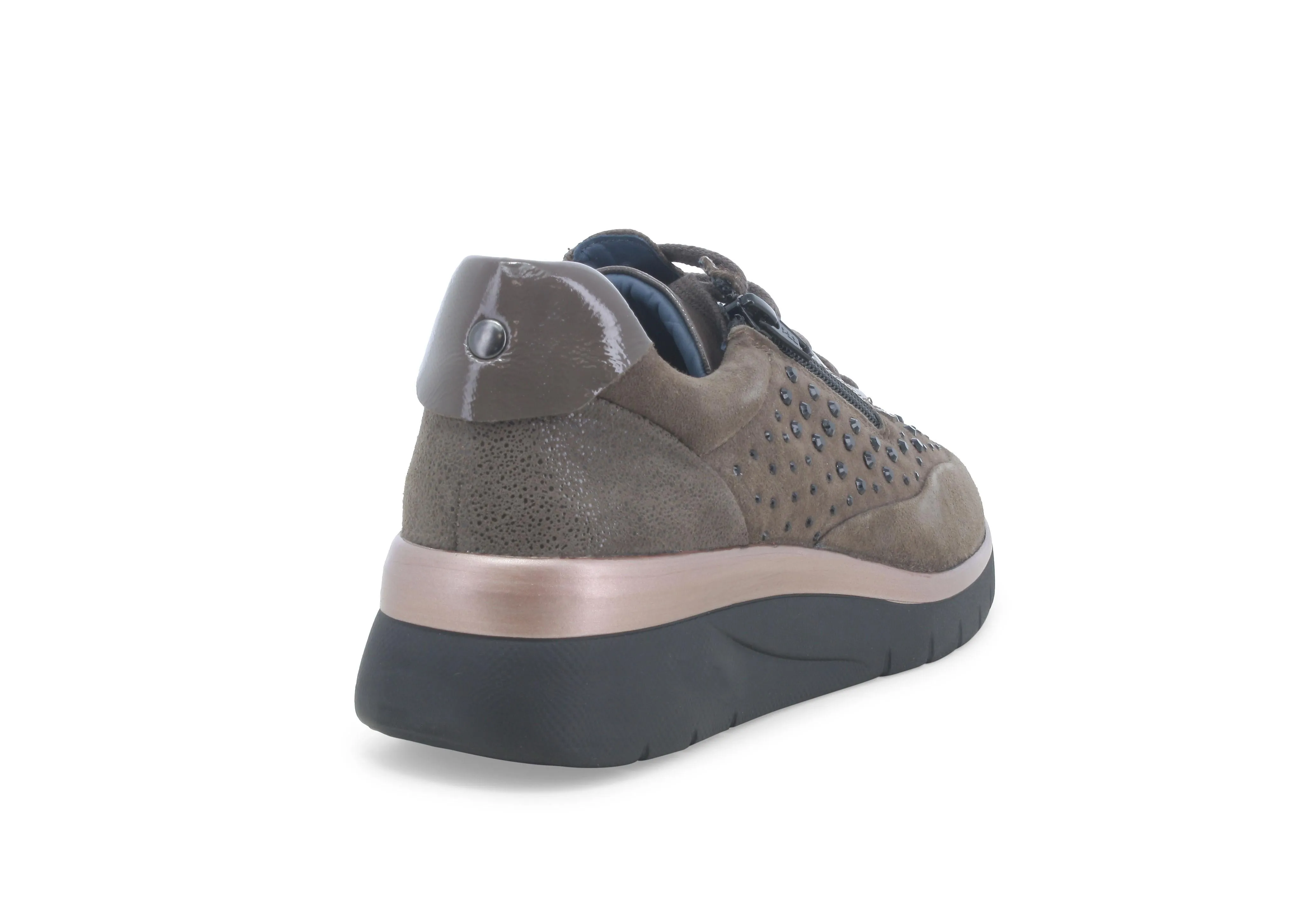 Melluso Donna Scarpe Basse con Lacci e Zip Tomaia Camoscio