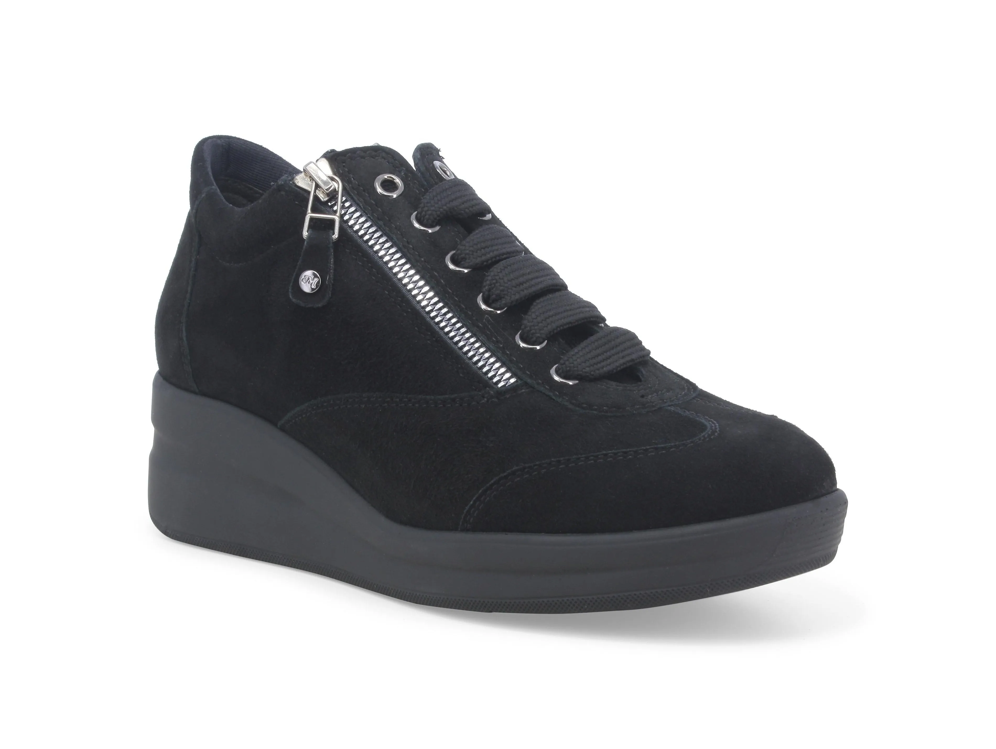 Melluso Scarpe Invernali Lacci Zeppa e Zip Tomaia Camoscio