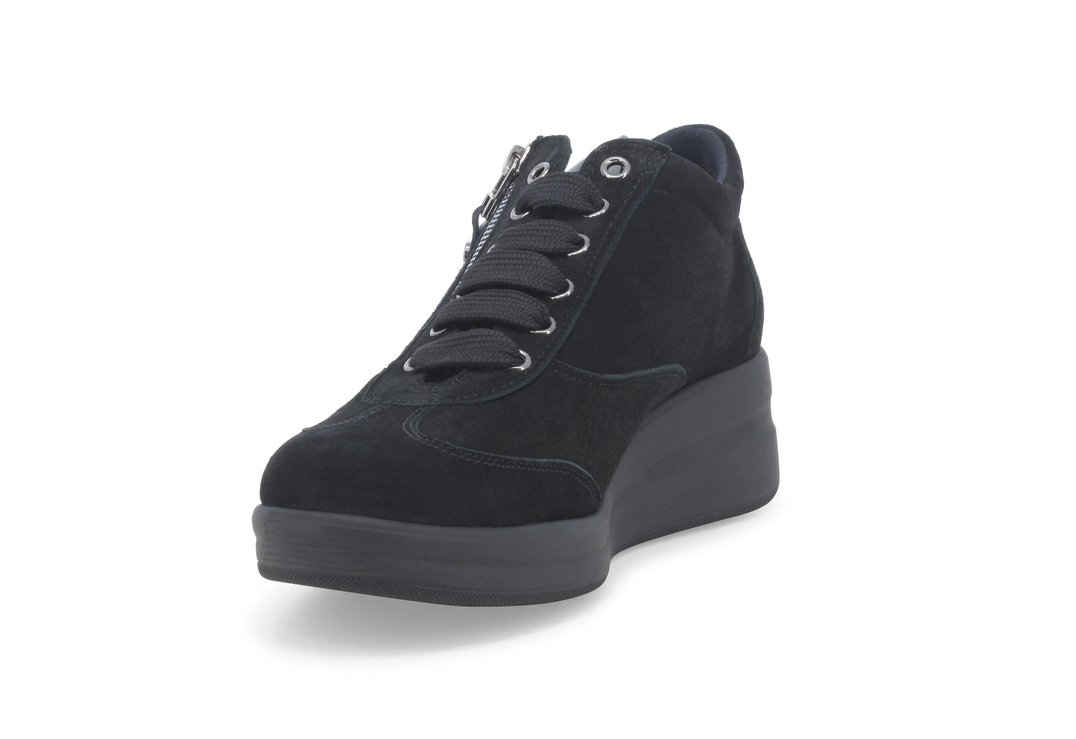 Melluso Scarpe Invernali Lacci Zeppa e Zip Tomaia Camoscio