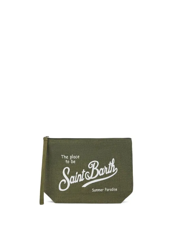 Military green linen Aline clutch bag