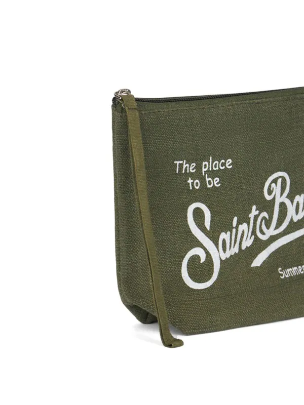 Military green linen Aline clutch bag