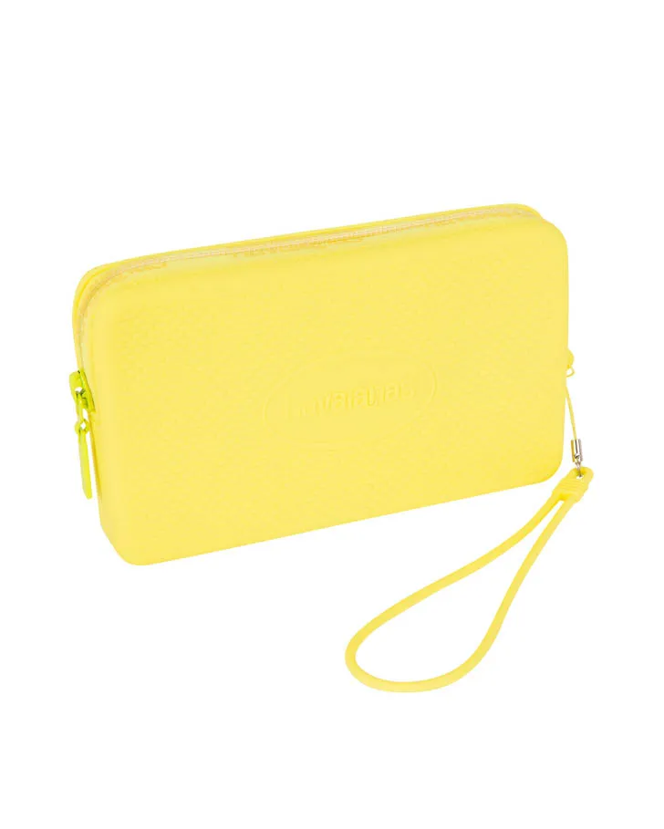 Mini Bag color lime a lavorazione grana di riso e maxi logo impresso tono su tono