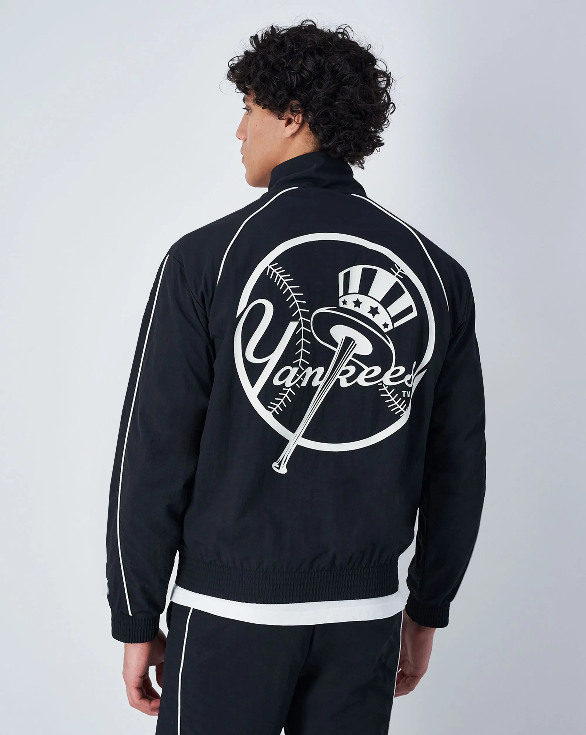MLB Giacca In Nylon Ricamata New York Yankees Nero Uomo